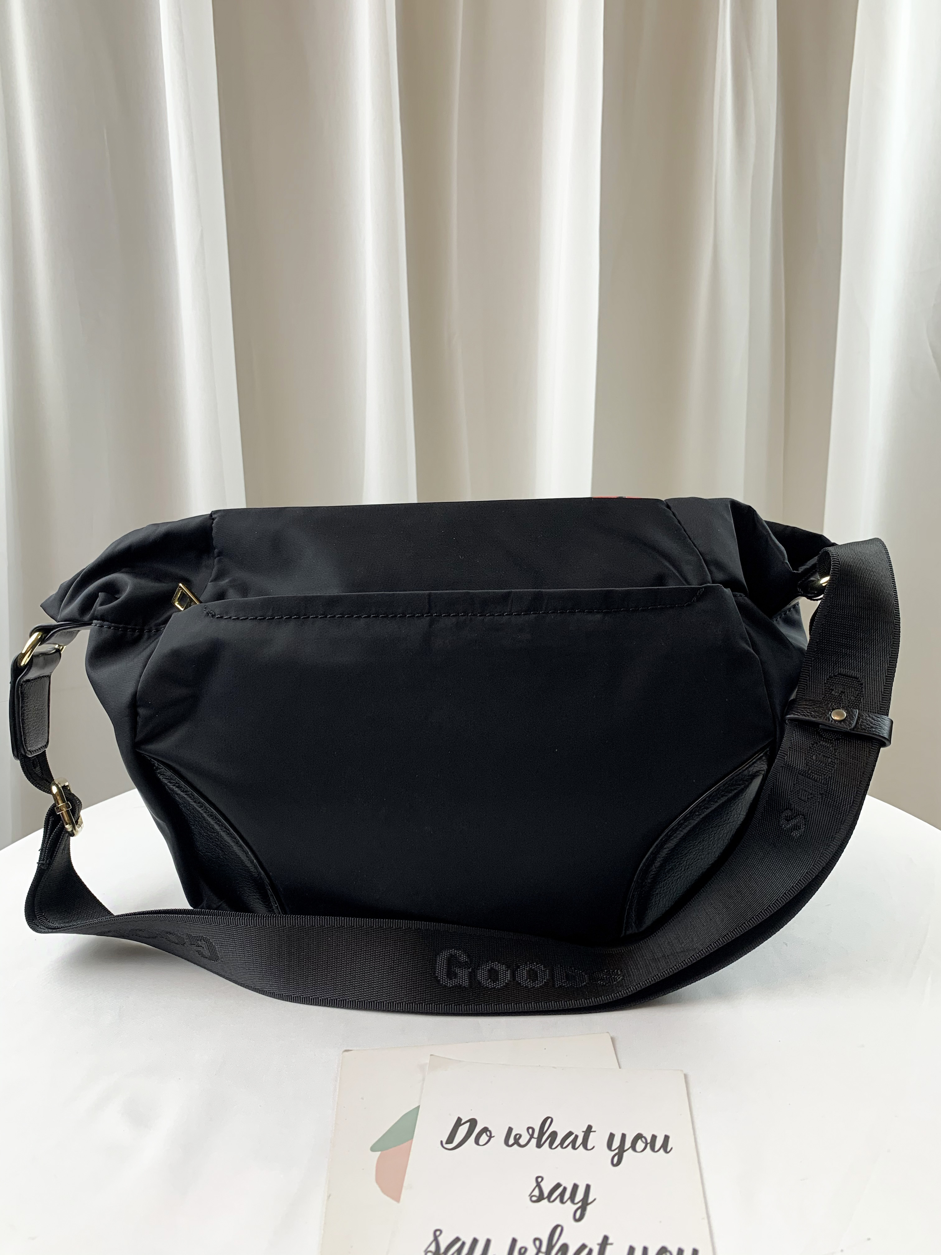 GOODS 繽紛花朵 尼龍拼接真皮側背腰包  #6189