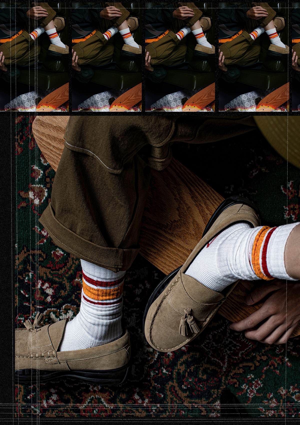 台灣設計配件品牌nozzle quiz 與plain-me "80's Tile"聯名合作襪履｜80年代 秋冬鬆身系穿搭 美式復古 滑板襪