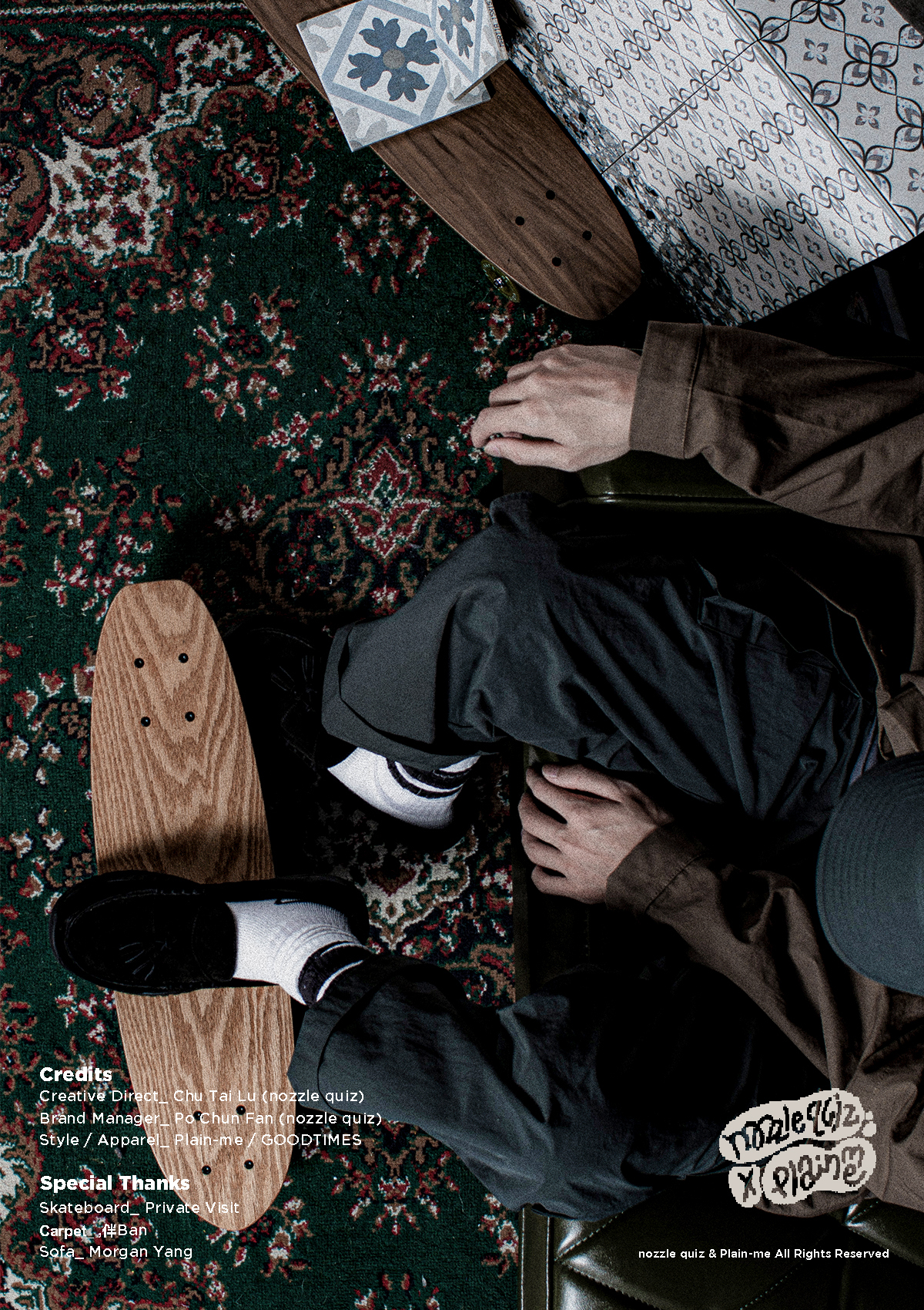 台灣設計配件品牌nozzle quiz 與plain-me "80's Tile"聯名合作襪履｜80年代 秋冬鬆身系穿搭 美式復古 滑板襪