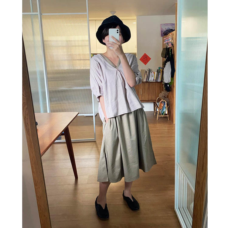 日光戀人v領罩衫上衣-粉糖