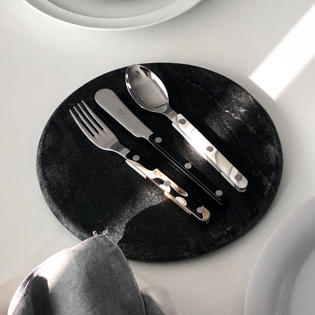 SABRE | Bistrot 復古酒館鈕扣系列 | 點心/蛋糕叉 | 亮面 | 沙丘黑