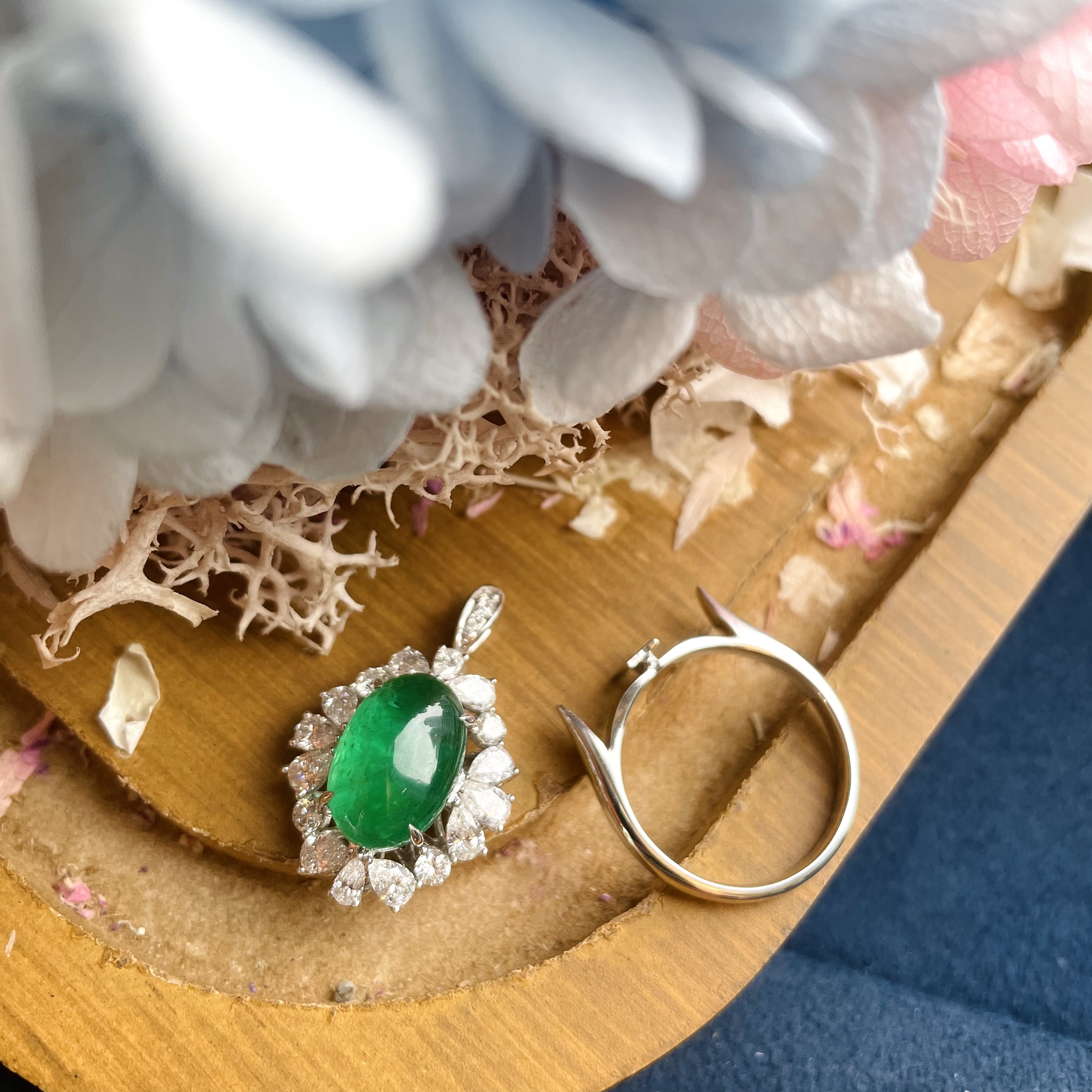 18K金祖母綠鑽石戒指吊墜兩用款