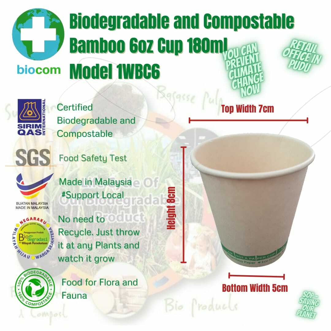 Biodegradable Bamboo Cup 6oz 180ml