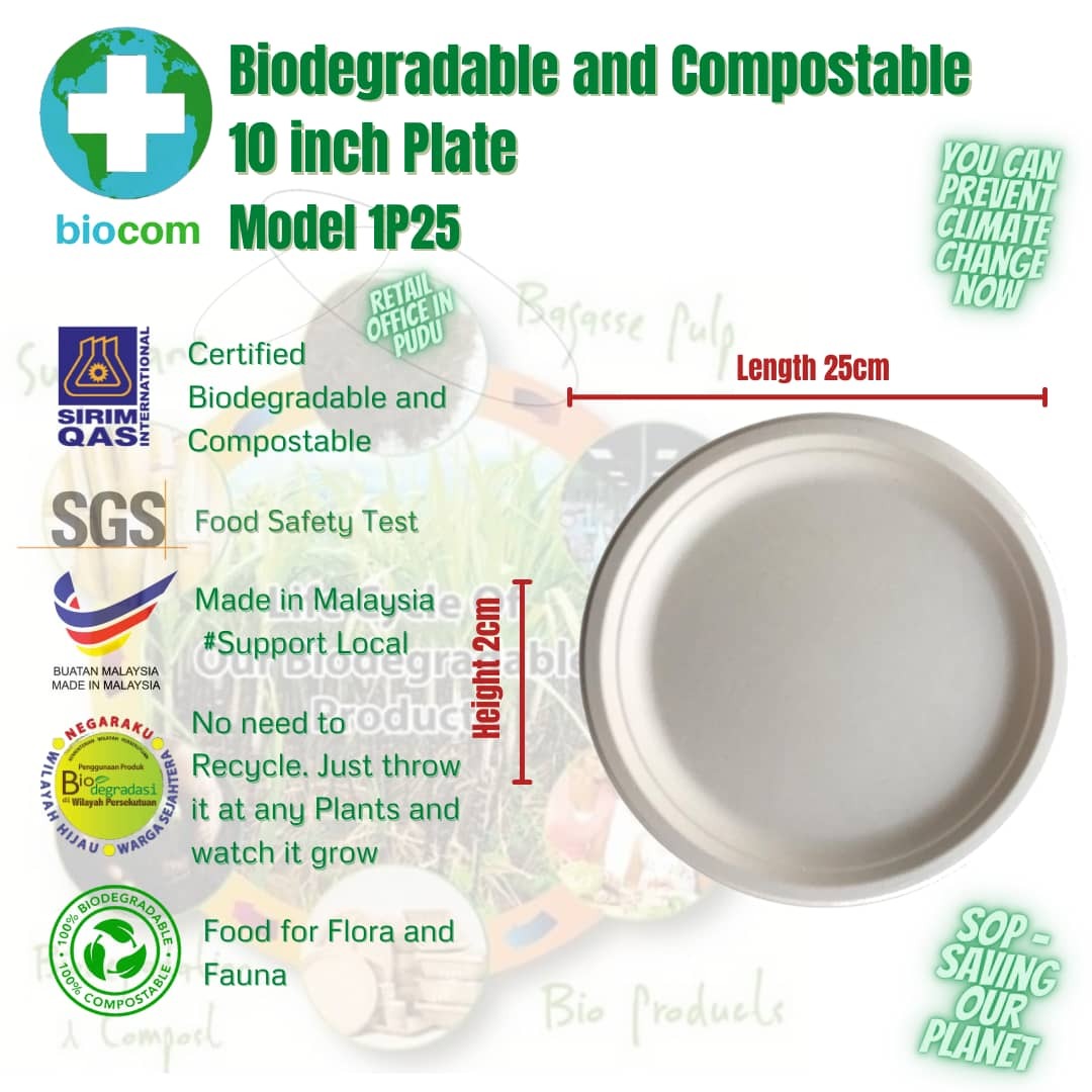 Biodegradable and Compostable 10" Plate