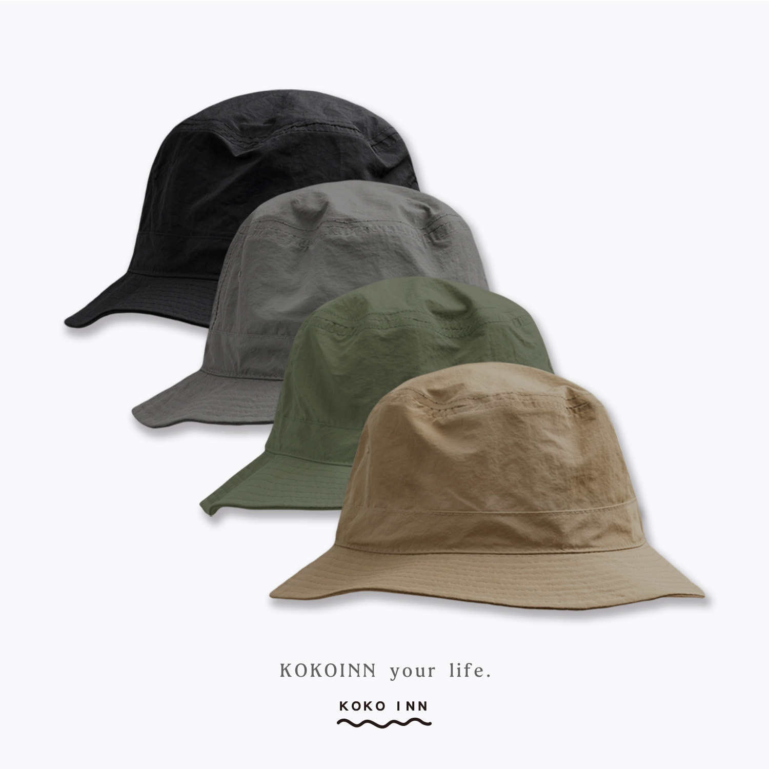 KOKOINN 機能尼龍附繩漁夫帽