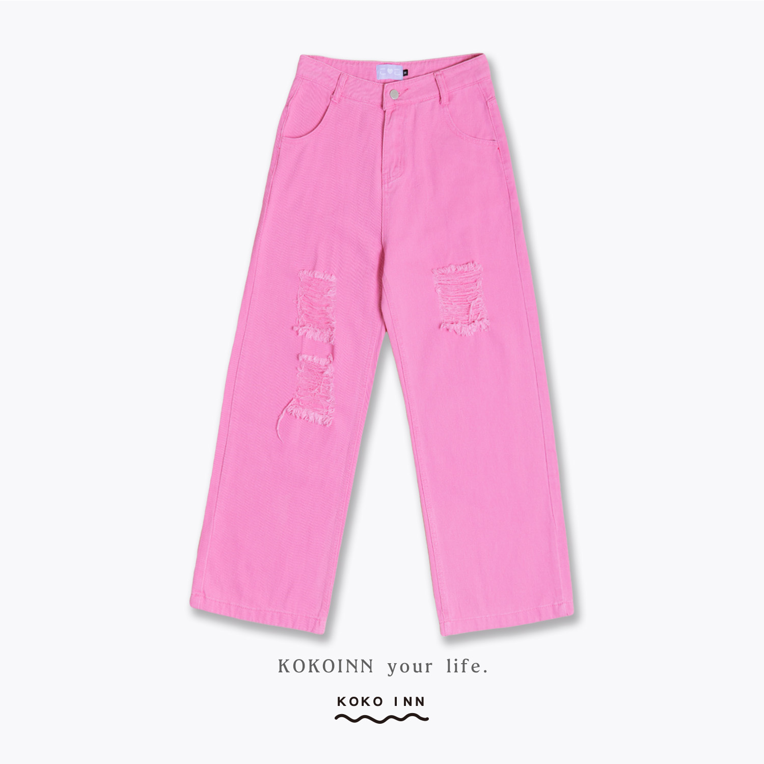 KOKOINN 糖果色牛仔割破長褲