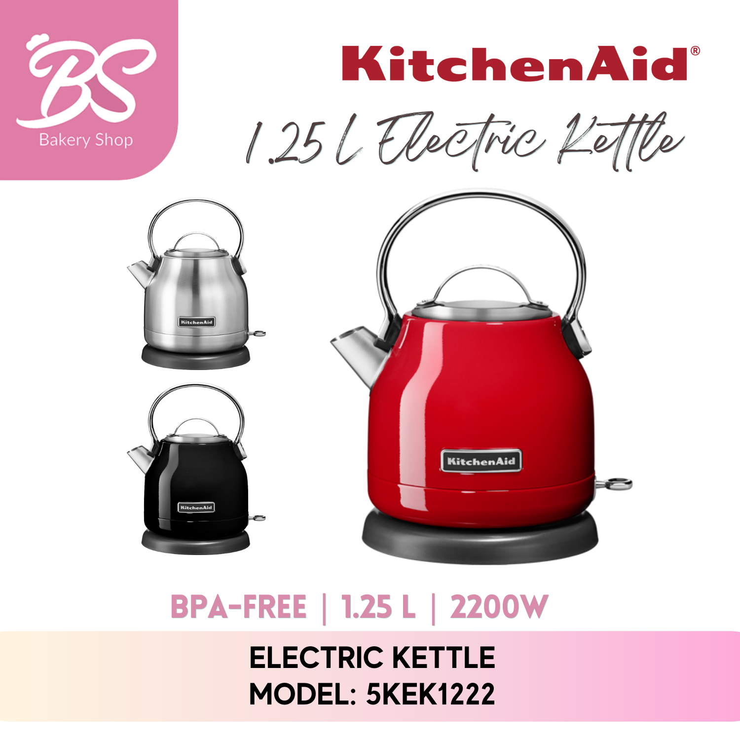 KitchenAid Small Space Electric Kettle 1.25L 5KEK1222