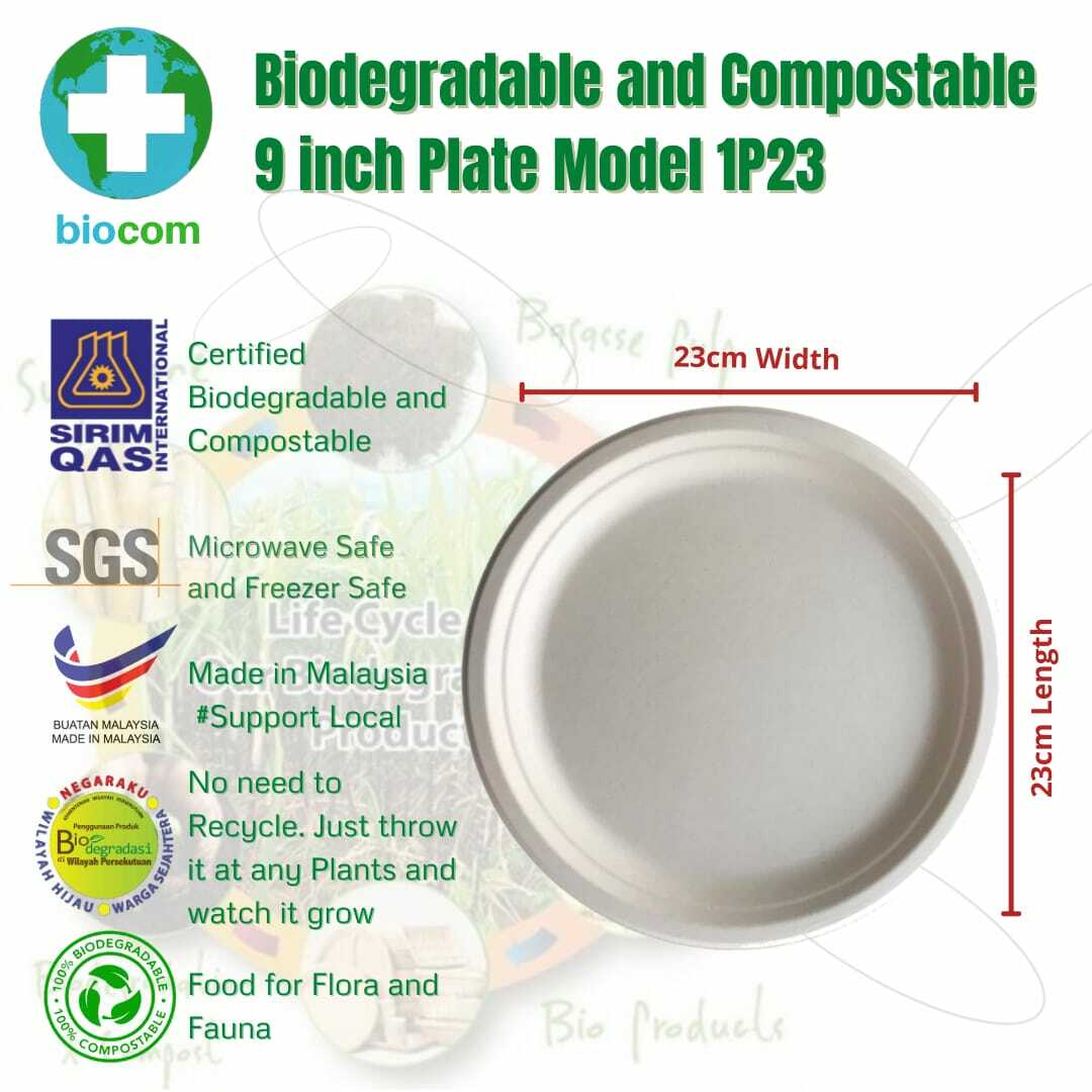 Biodegradable and Compostable 9 inch Disposable Plate