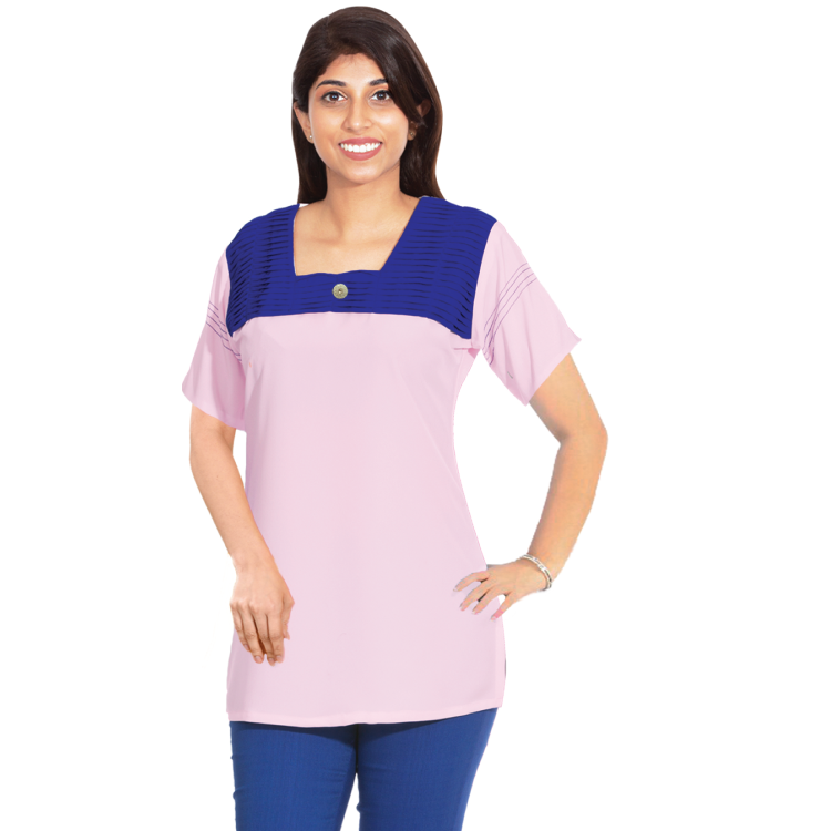 Women Purple Koshibo Short Sleeve Kurti Shirt Q1264