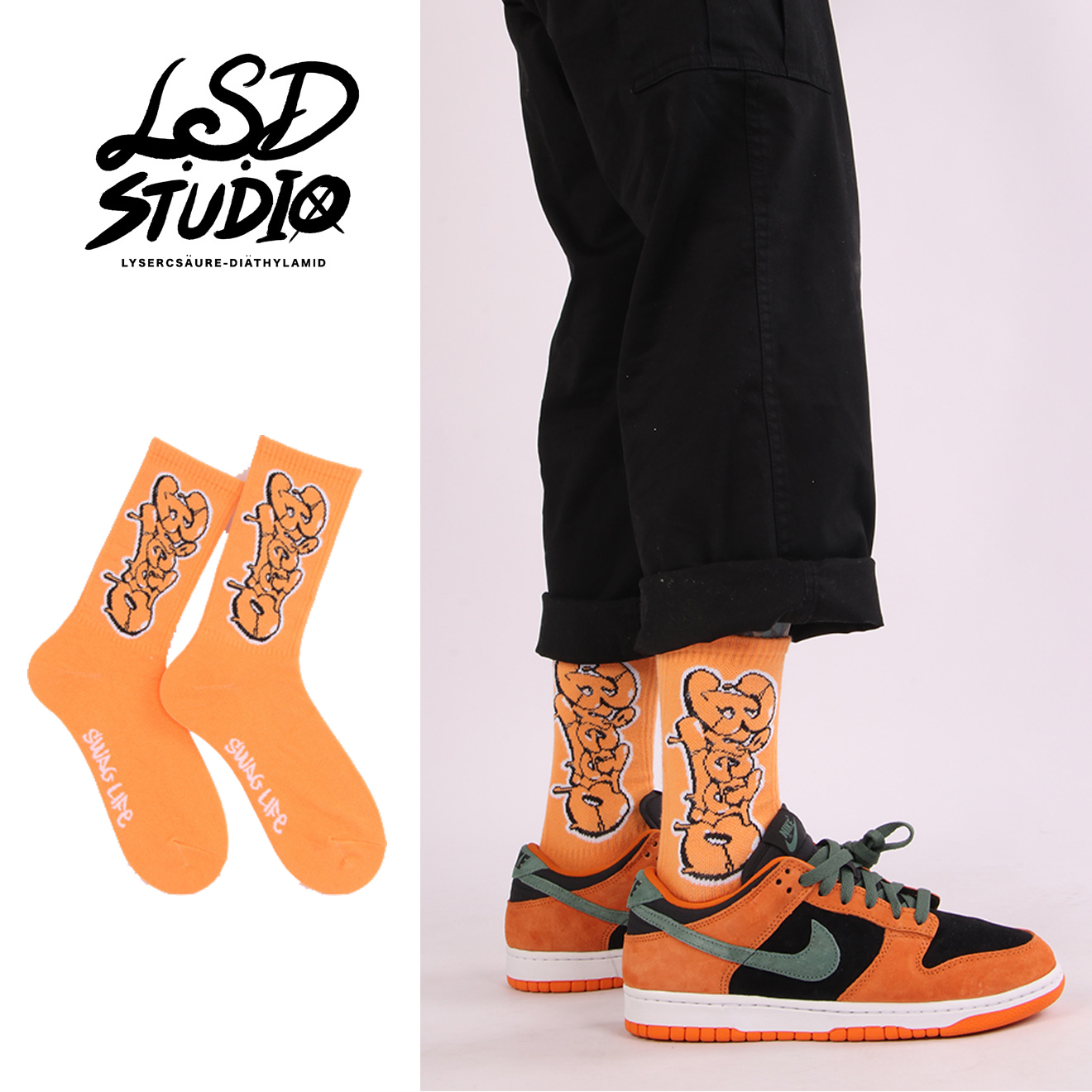 【SCSU050】塗鴉泡泡字體設計長襪