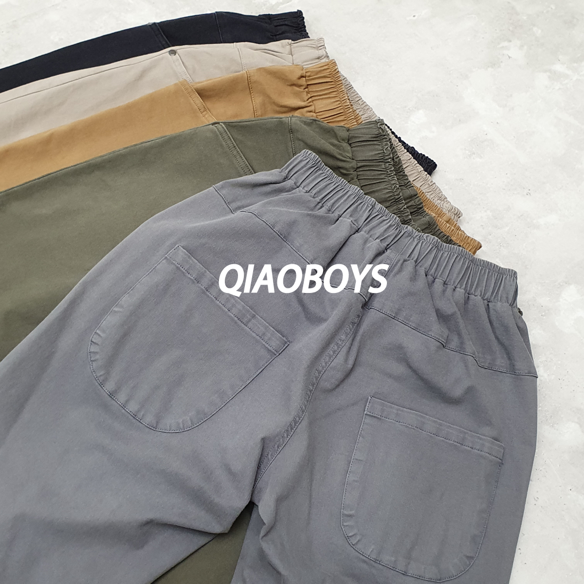 上寬下窄 水洗 彈性 錐形褲 (快速出貨