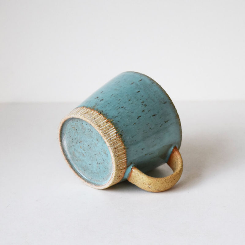 KOYO Mino-yaki Pottery Coffee Cup Turquoise Blue