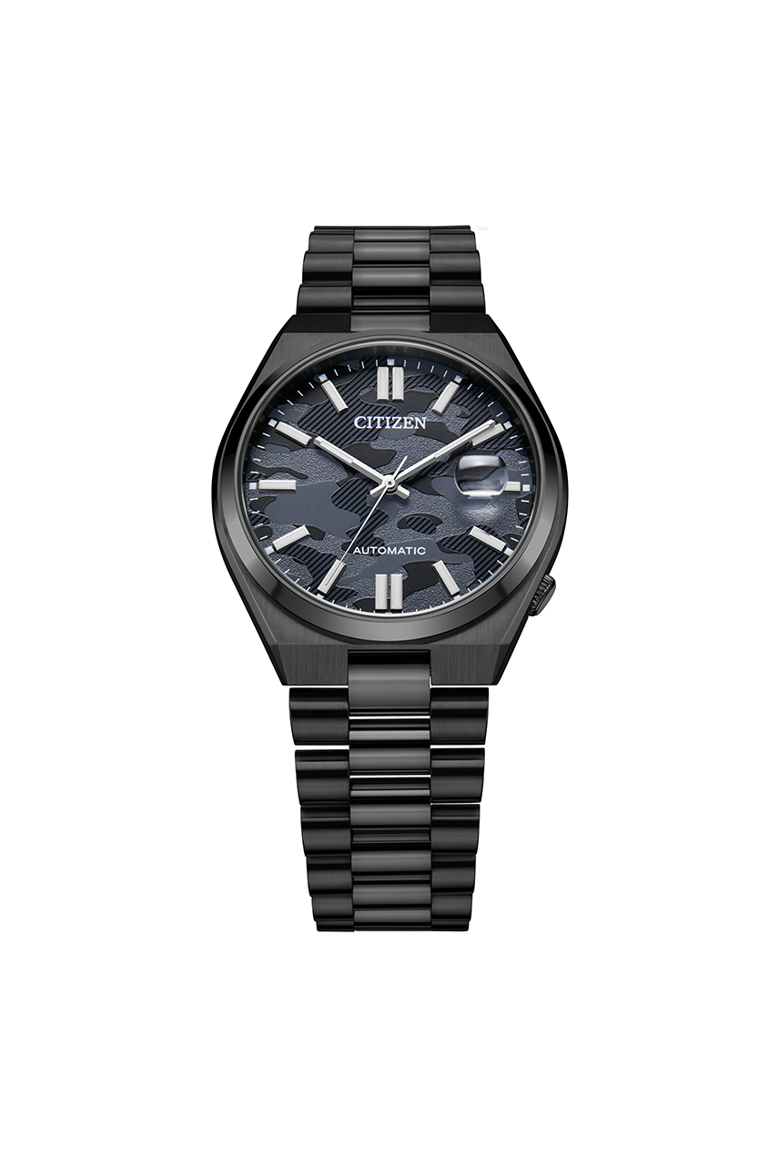 萬年鐘錶 - Citizen 星辰錶 全黑款迷彩面盤自動上鍊機械男錶  NJ0155-87E  錶徑40MM