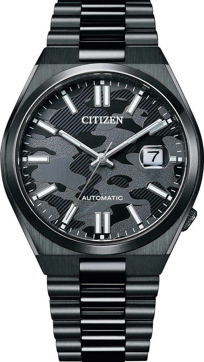 萬年鐘錶 - Citizen 星辰錶 全黑款迷彩面盤自動上鍊機械男錶  NJ0155-87E  錶徑40MM