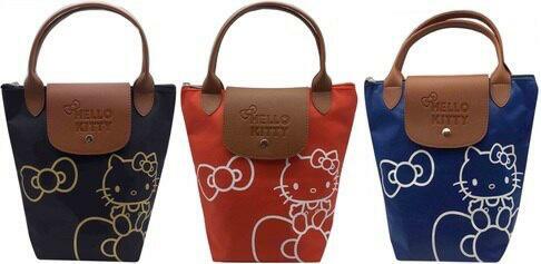 Hello Kitty直式皮蓋折疊購物袋