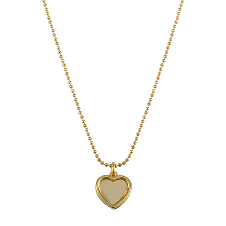純銀項鍊，女士項鍊 雙層愛心綴飾；心心相印的兩顆心（2159金色）