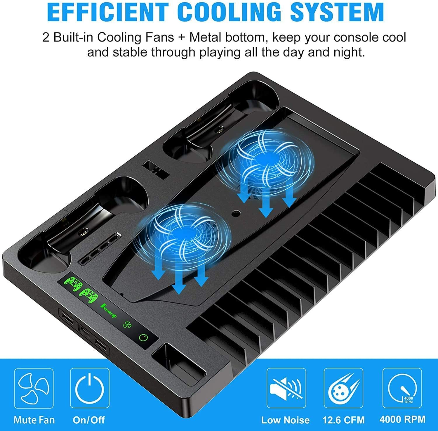 PS5 OIVO 主機散熱充電多功能直接架 黑 (數位版可用)