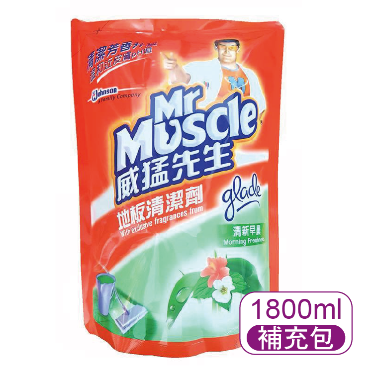 【莊臣】威猛先生 愛地潔地板清潔劑(補充包)-清新早晨 1800ml