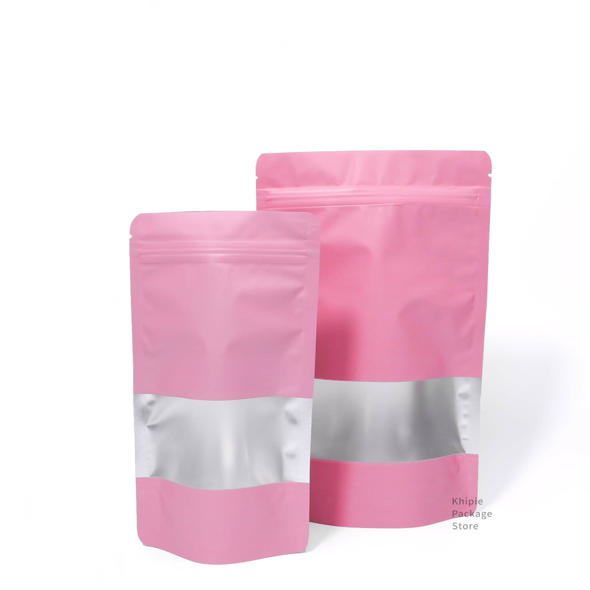 鋁箔夾鏈立袋｜桃粉橫窗