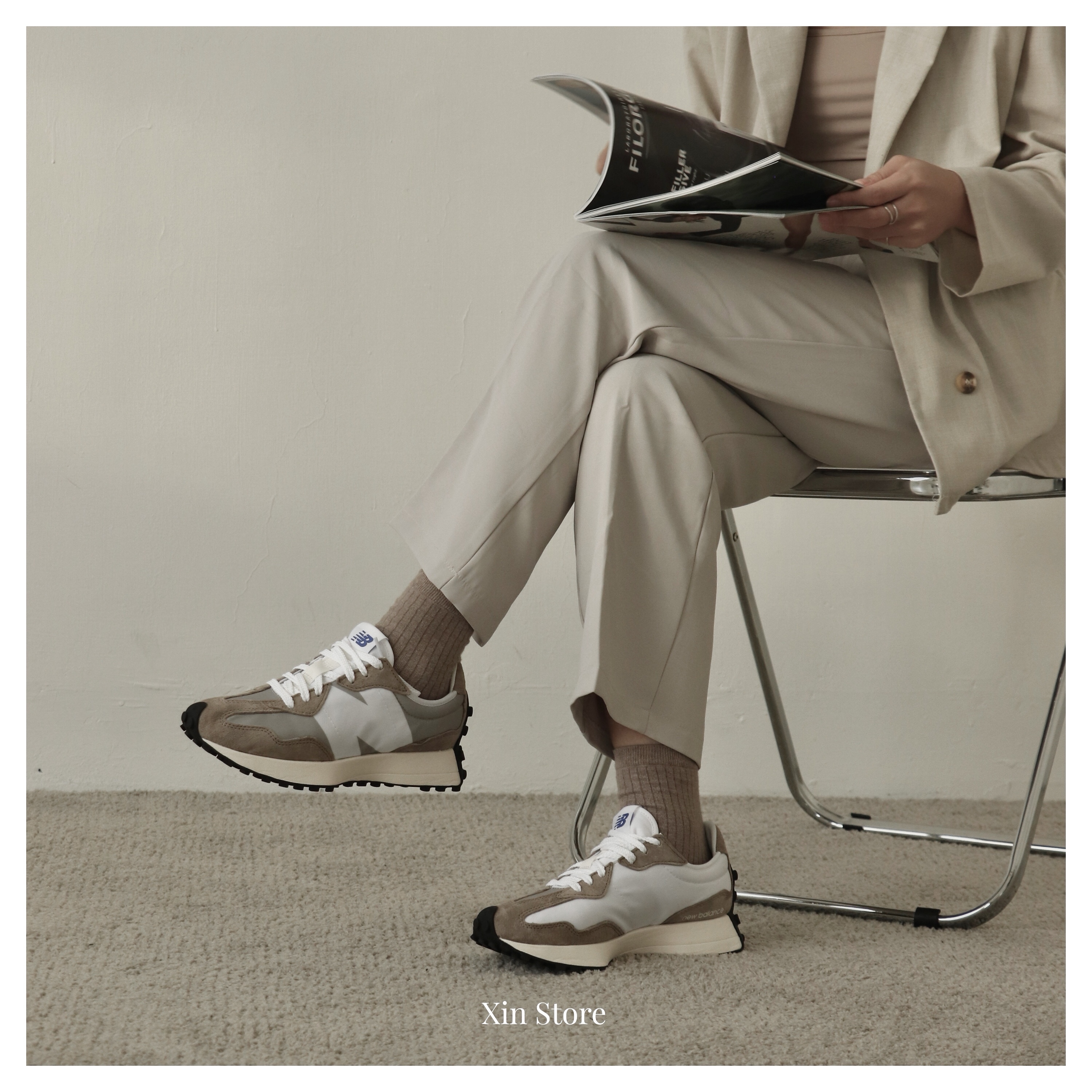 【現貨】New Balance NB 327 復古 厚底 麂皮 緞面 休閒鞋 慢跑鞋 類元祖灰 燕麥色