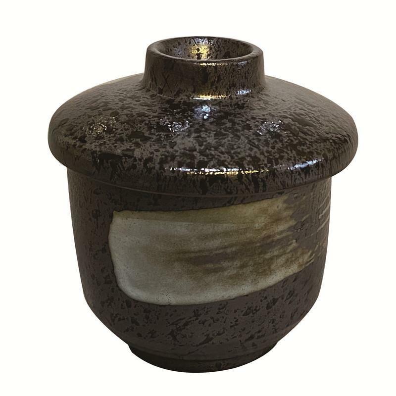 油滴天目茶碗蒸碗/約9.1x9.5cm