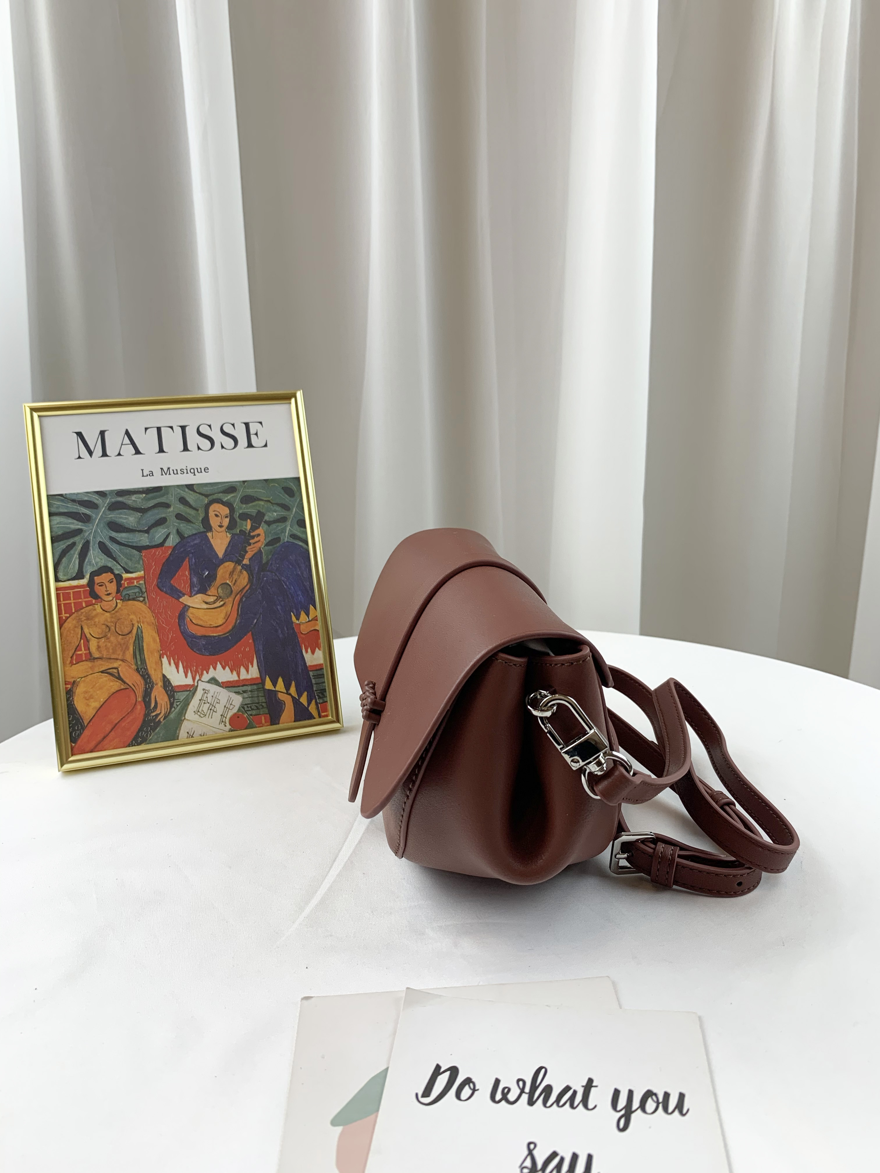 深酒紅 真皮牛皮迷你馬鞍包 #SM-8508