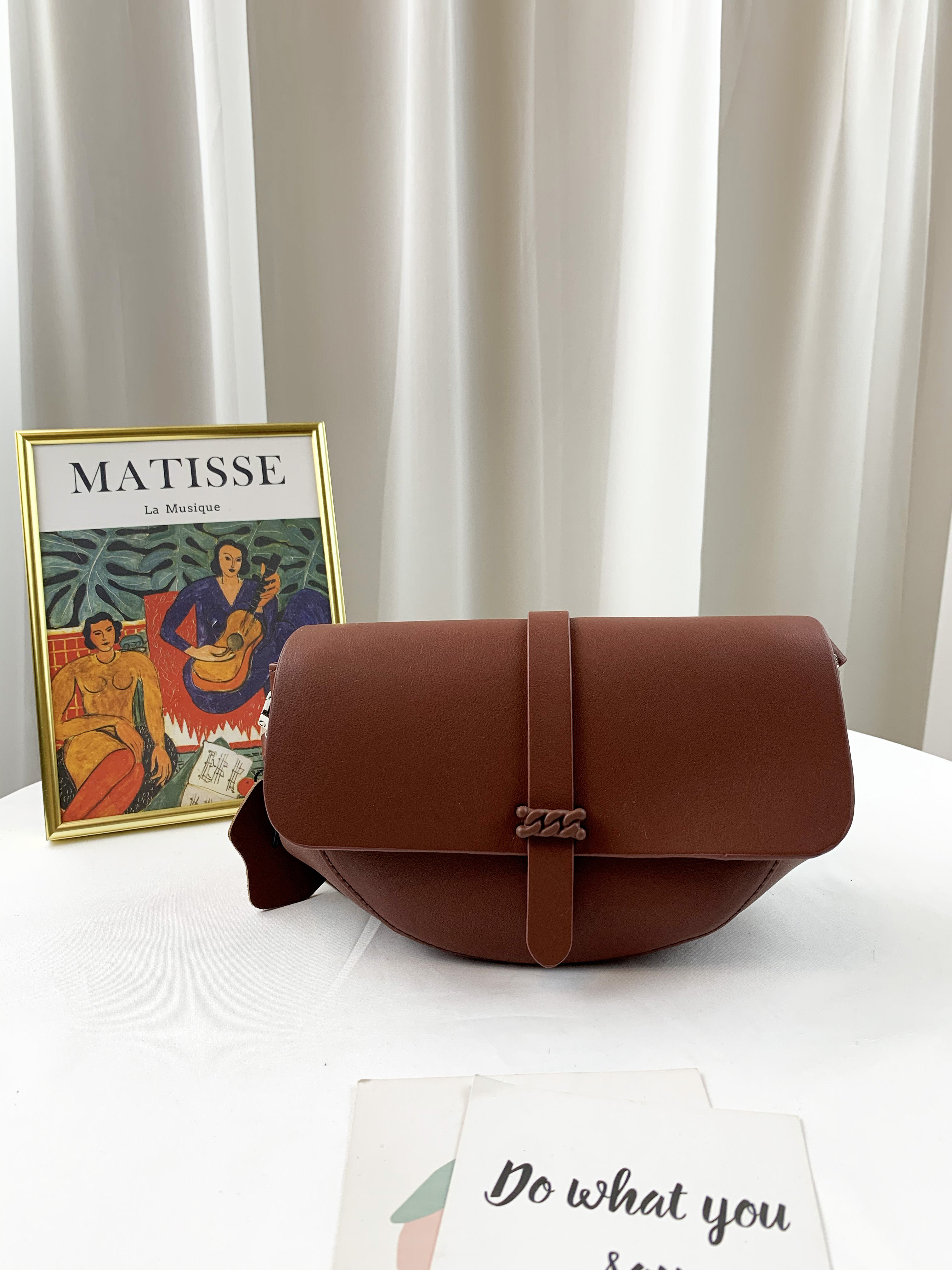 深酒紅 真皮牛皮迷你馬鞍包 #SM-8508