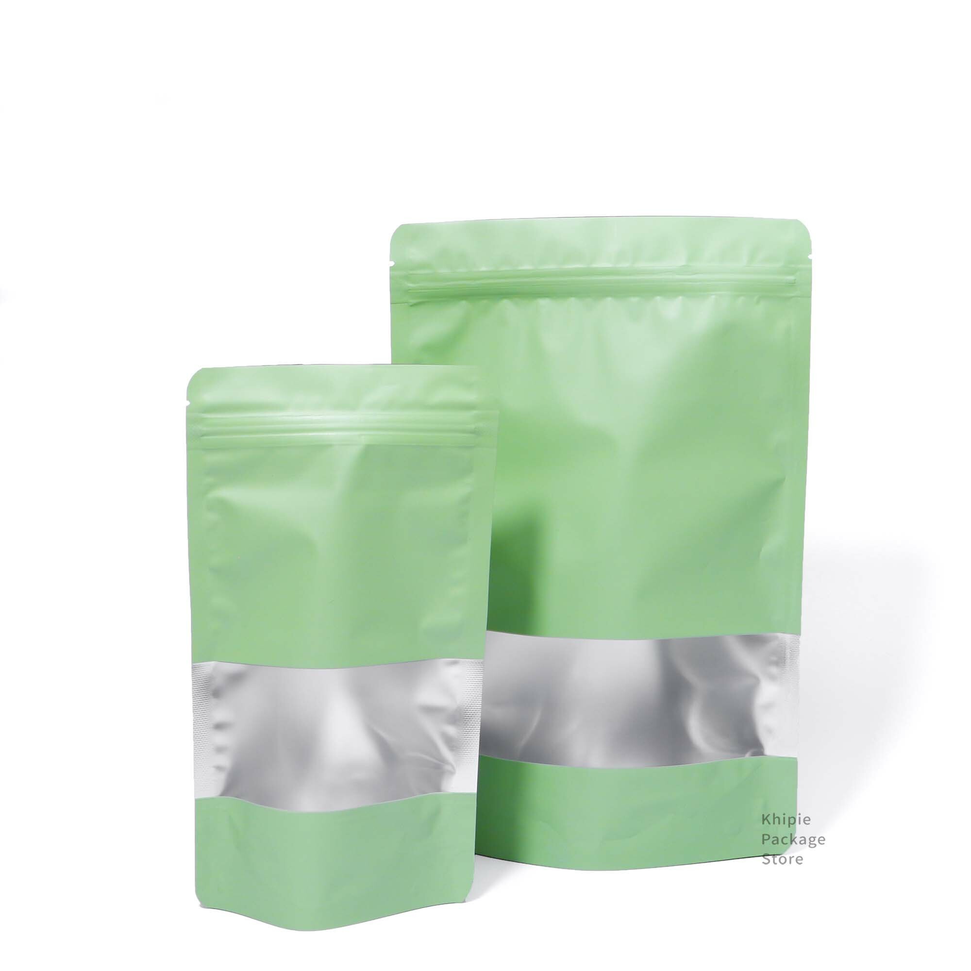 鋁箔夾鏈立袋｜青綠橫窗