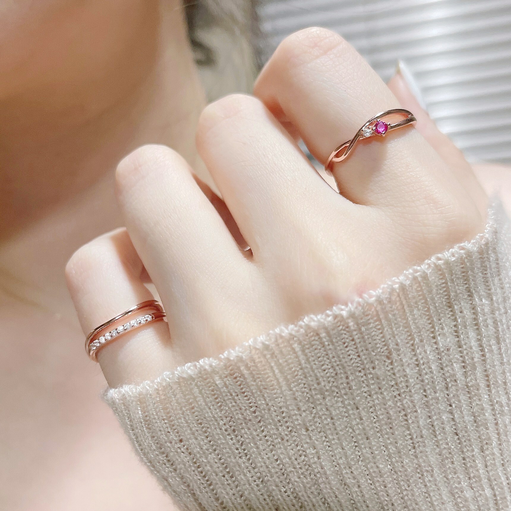 草莓果醬寶石 純銀戒指