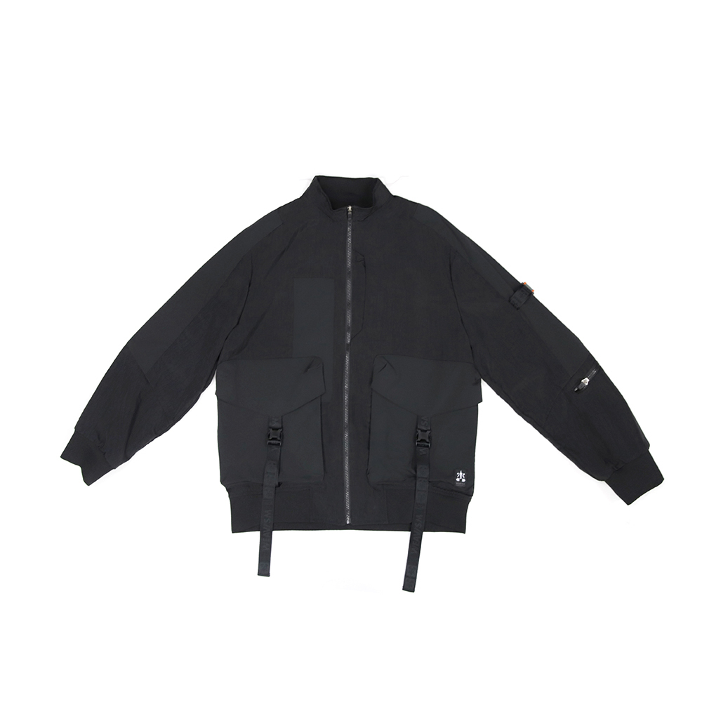 防潑水立頜飛行夾克 - 黑