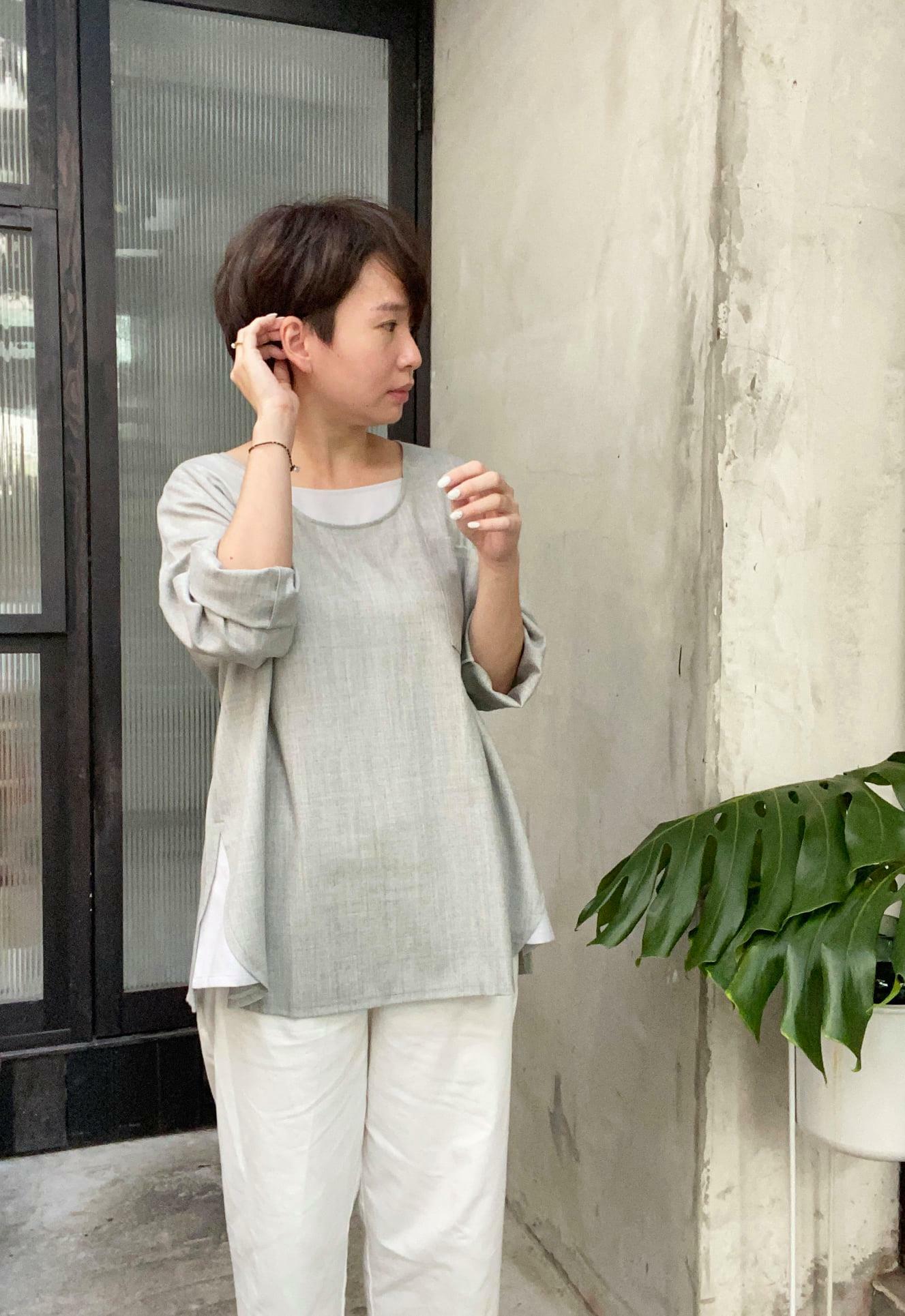 優雅的鬆鬆人生口袋上衣-中庸生活