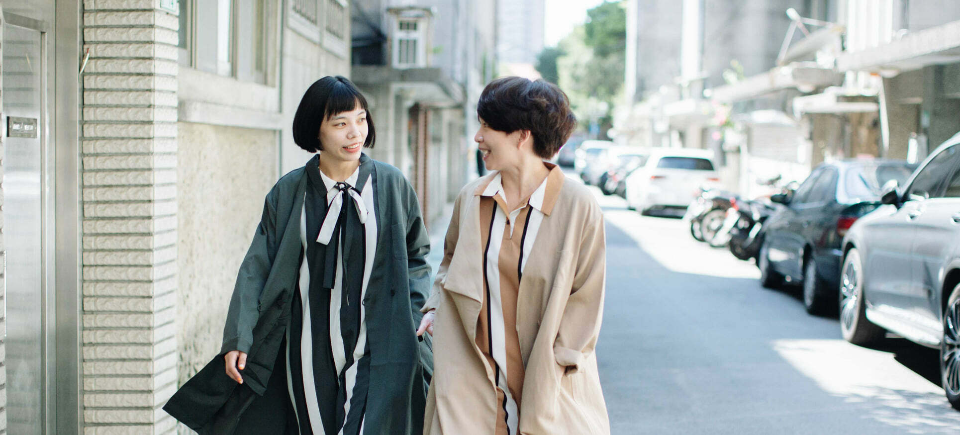 秋夜晚風條紋綁帶兩穿洋裝