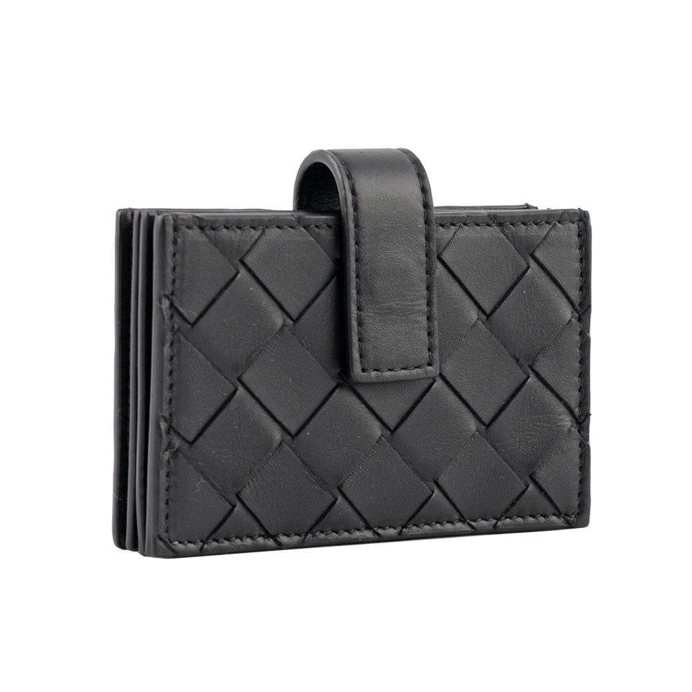 【BOTTEGA VENETA】小牛皮編織風琴式壓釦卡片夾