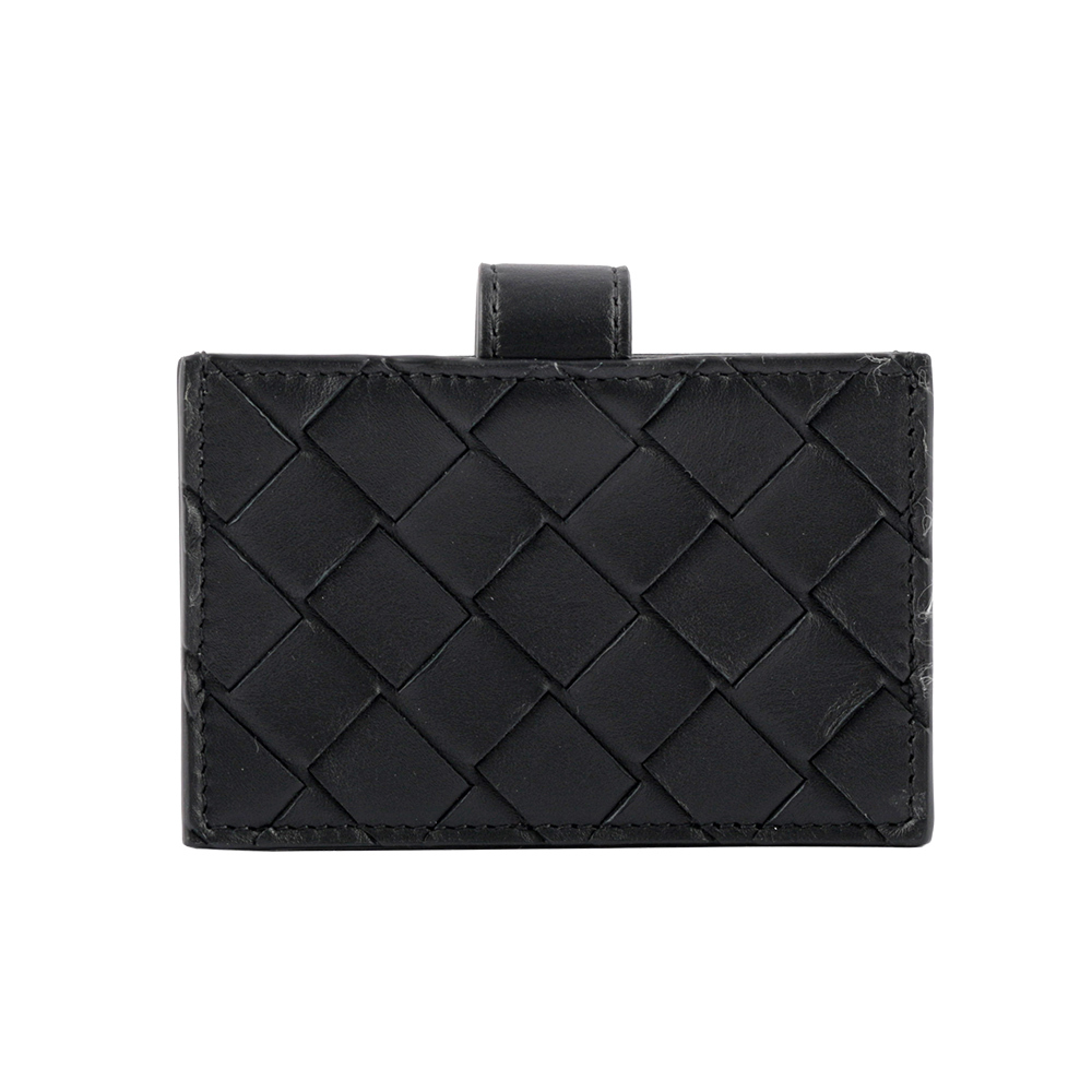 【BOTTEGA VENETA】小牛皮編織風琴式壓釦卡片夾