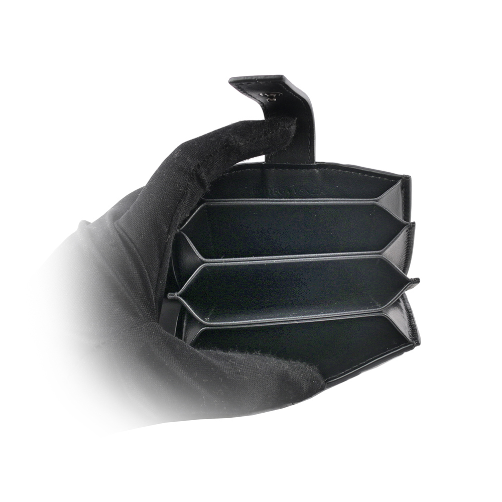 【BOTTEGA VENETA】小牛皮編織風琴式壓釦卡片夾