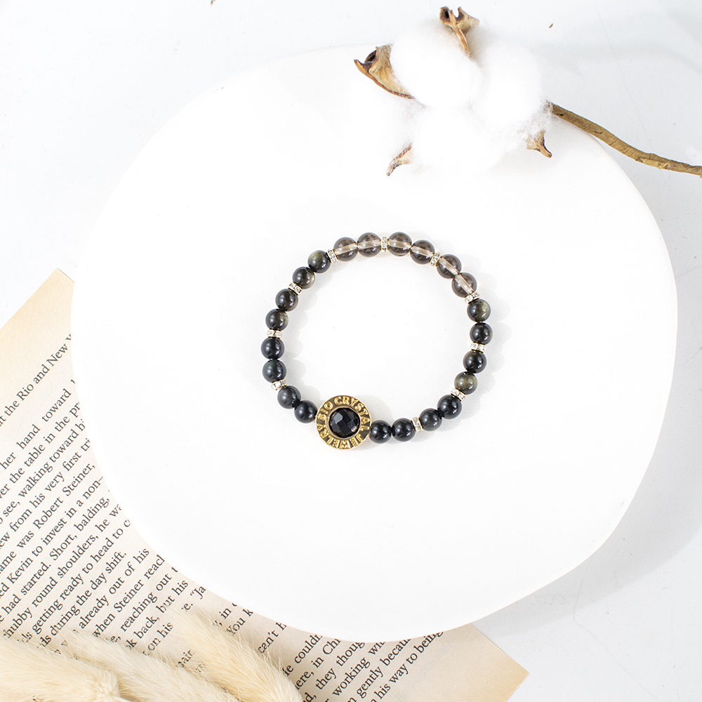 能量手鍊【108冥王星】黑金曜石茶晶黑瑪瑙手鍊