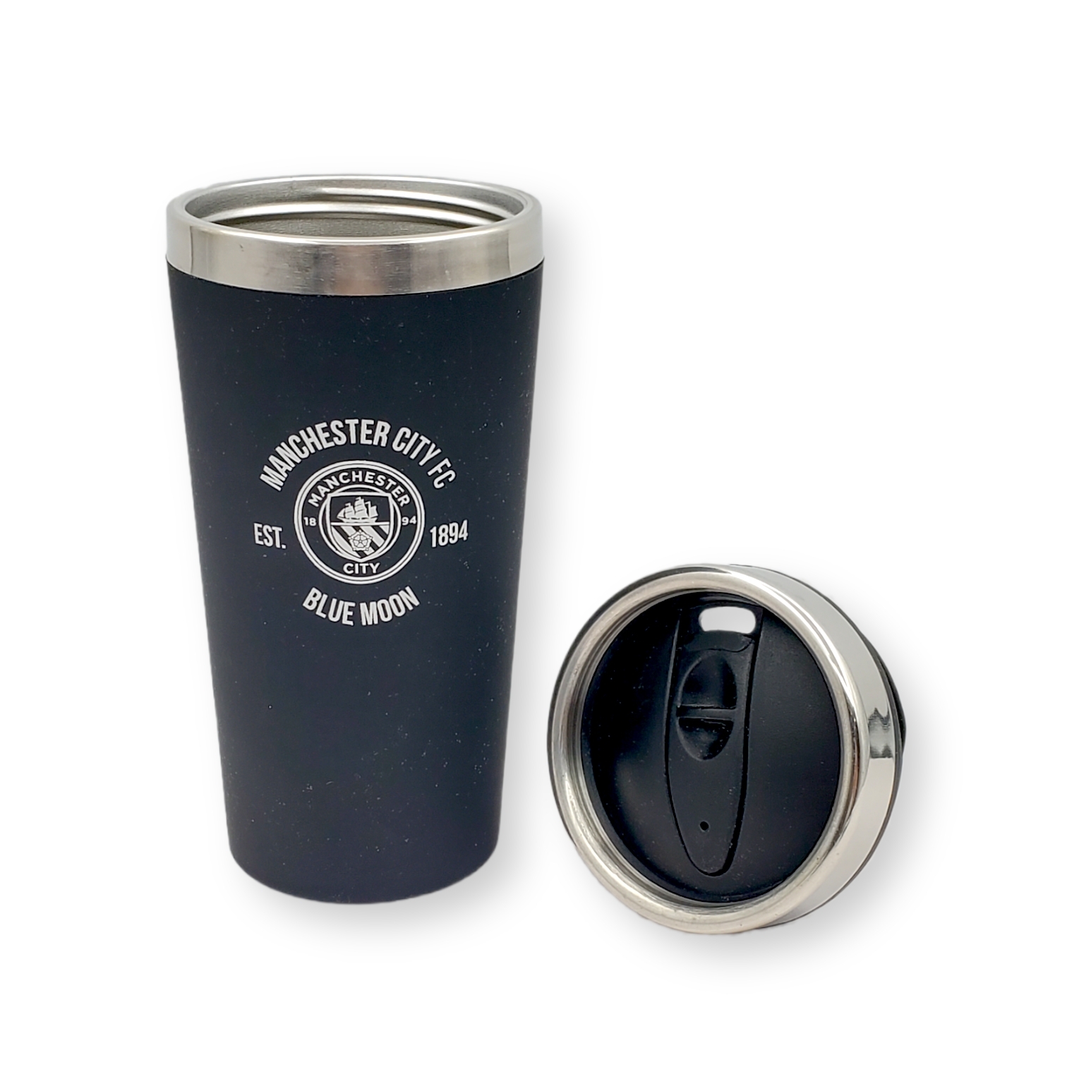 曼城黑色無柄旅行咖啡杯