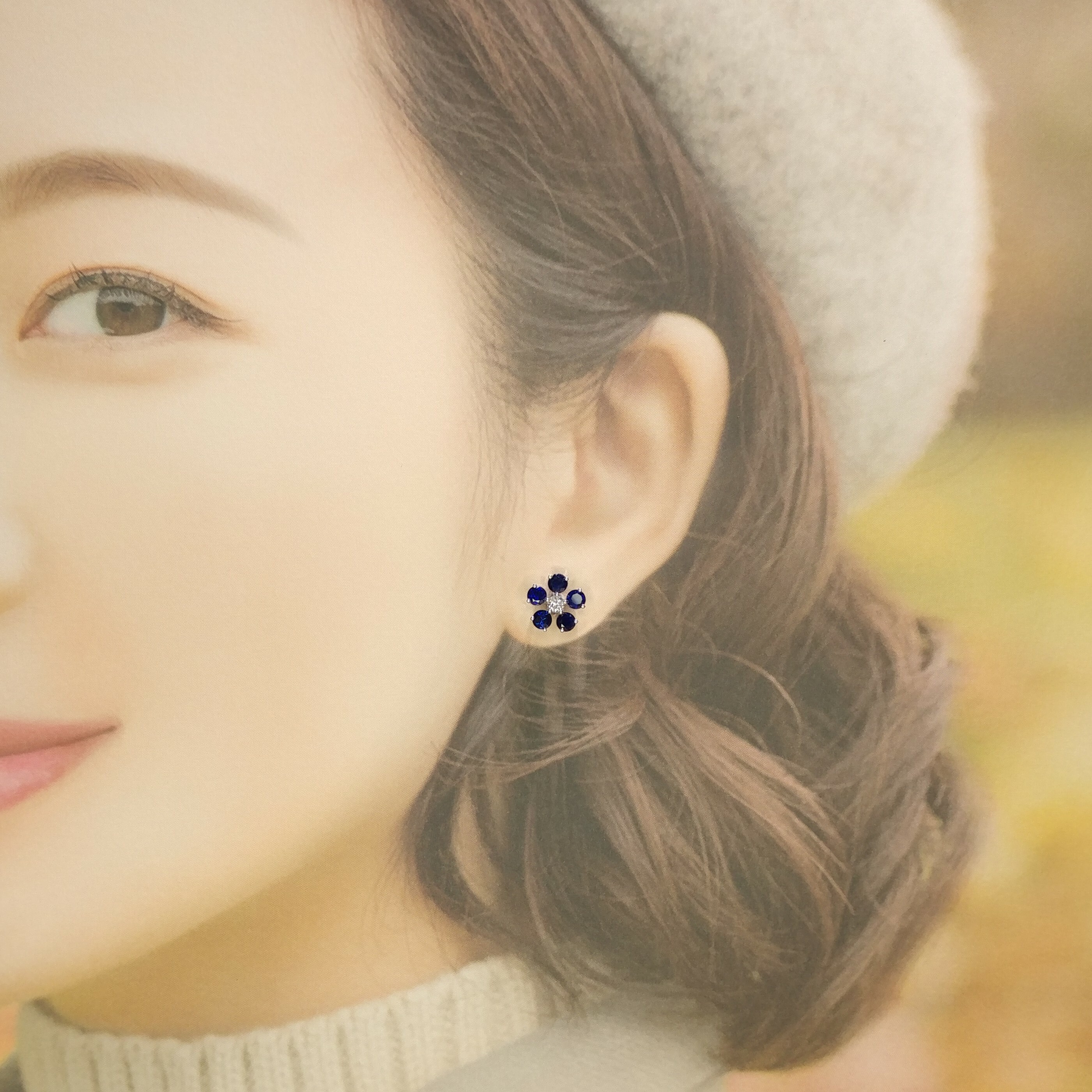 18K White Gold 1.92 Sapphire and Diamond Earrings