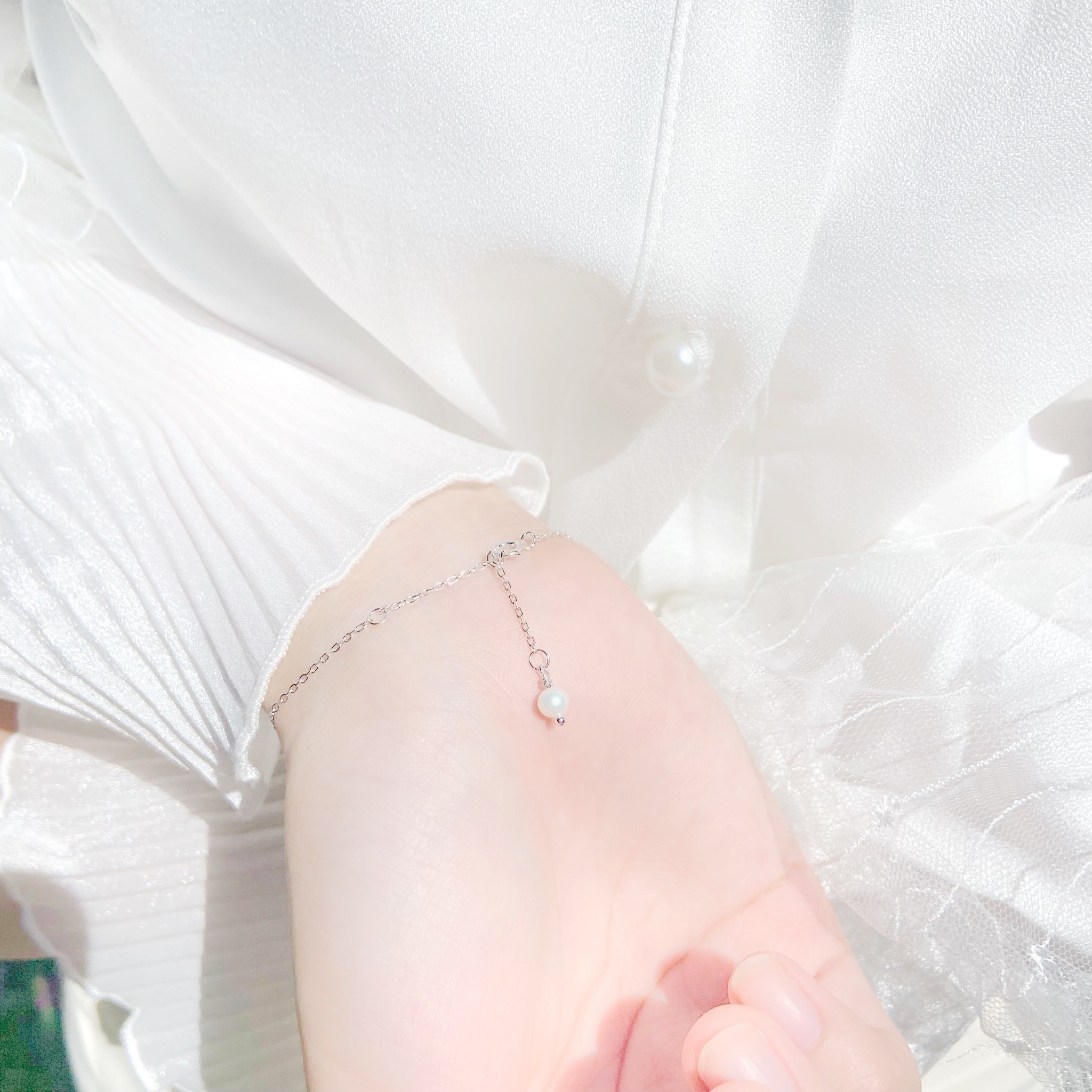 | 925純銀・厚鍍白金 | 貝殼之戀手鏈 | BR0425 |