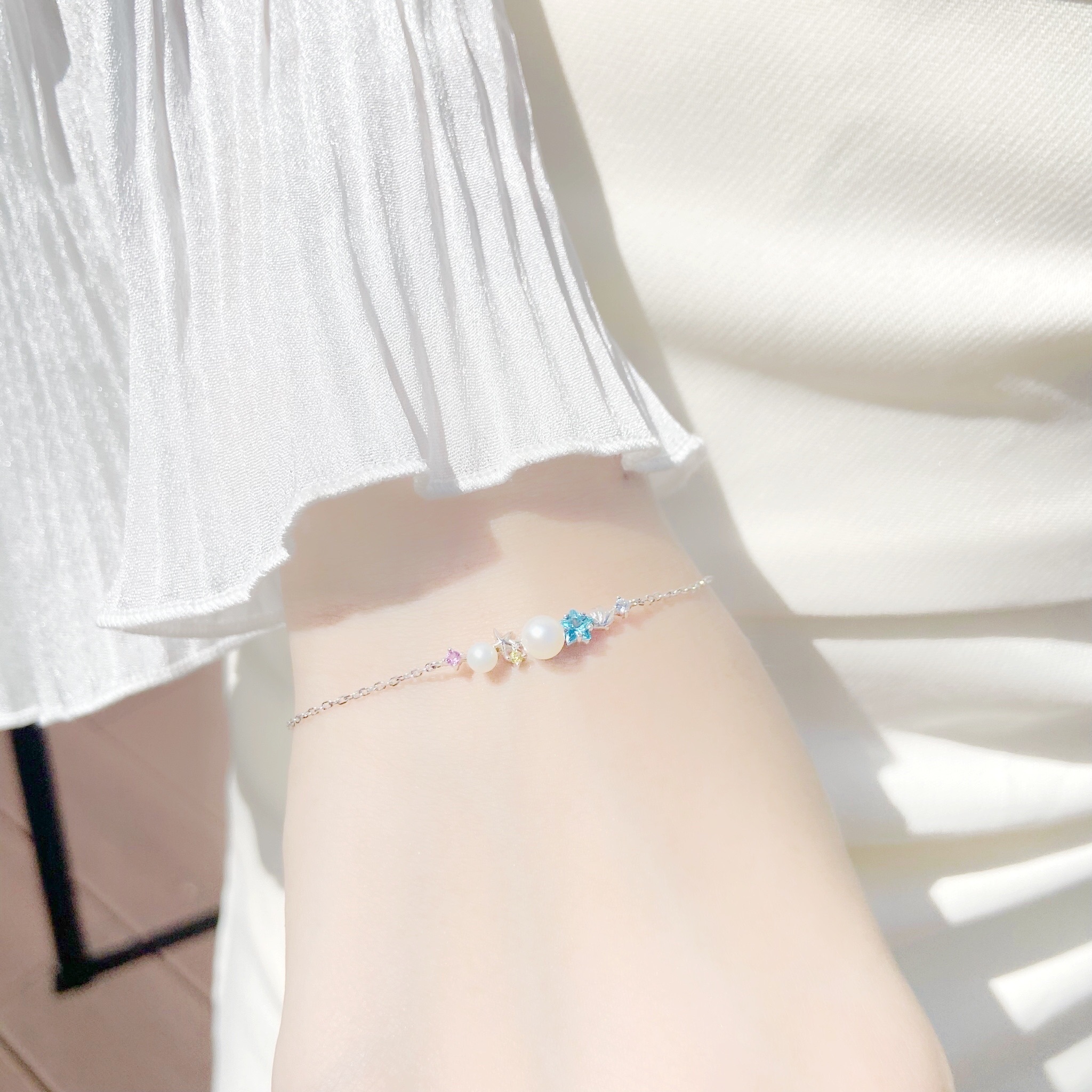 | 925純銀・厚鍍白金 | 貝殼之戀手鏈 | BR0425 |