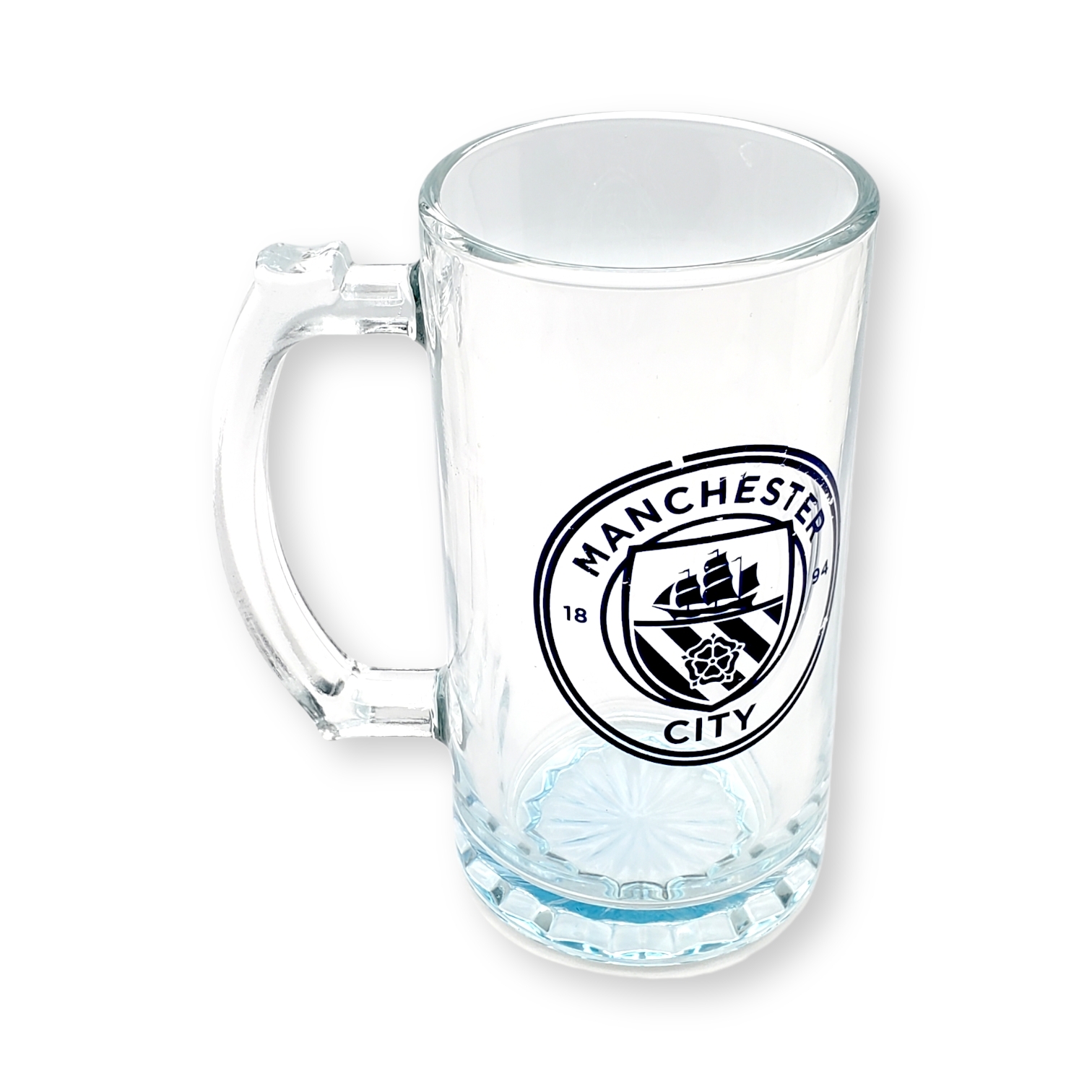曼城淺藍色會徽啤酒杯