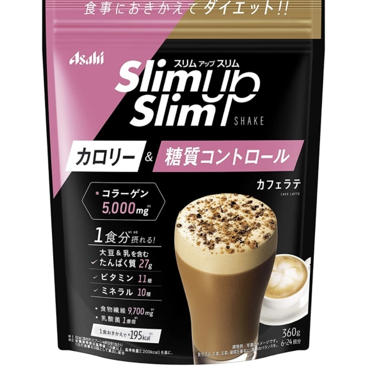 日本 ASAHI 朝日 Slim Up Slim Shake Cafe Latte 360g 美肌健康酵素代餐飲品-拿鐵口味