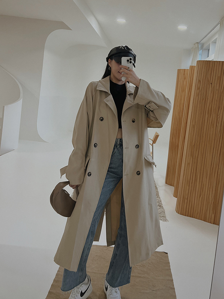 都市女伶長版風衣外套*2色