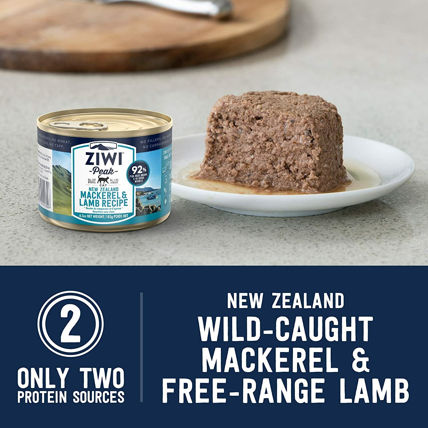 ZiwiPeak Canned Wet Cat Food - Mackerel & Lamb 185g x 12