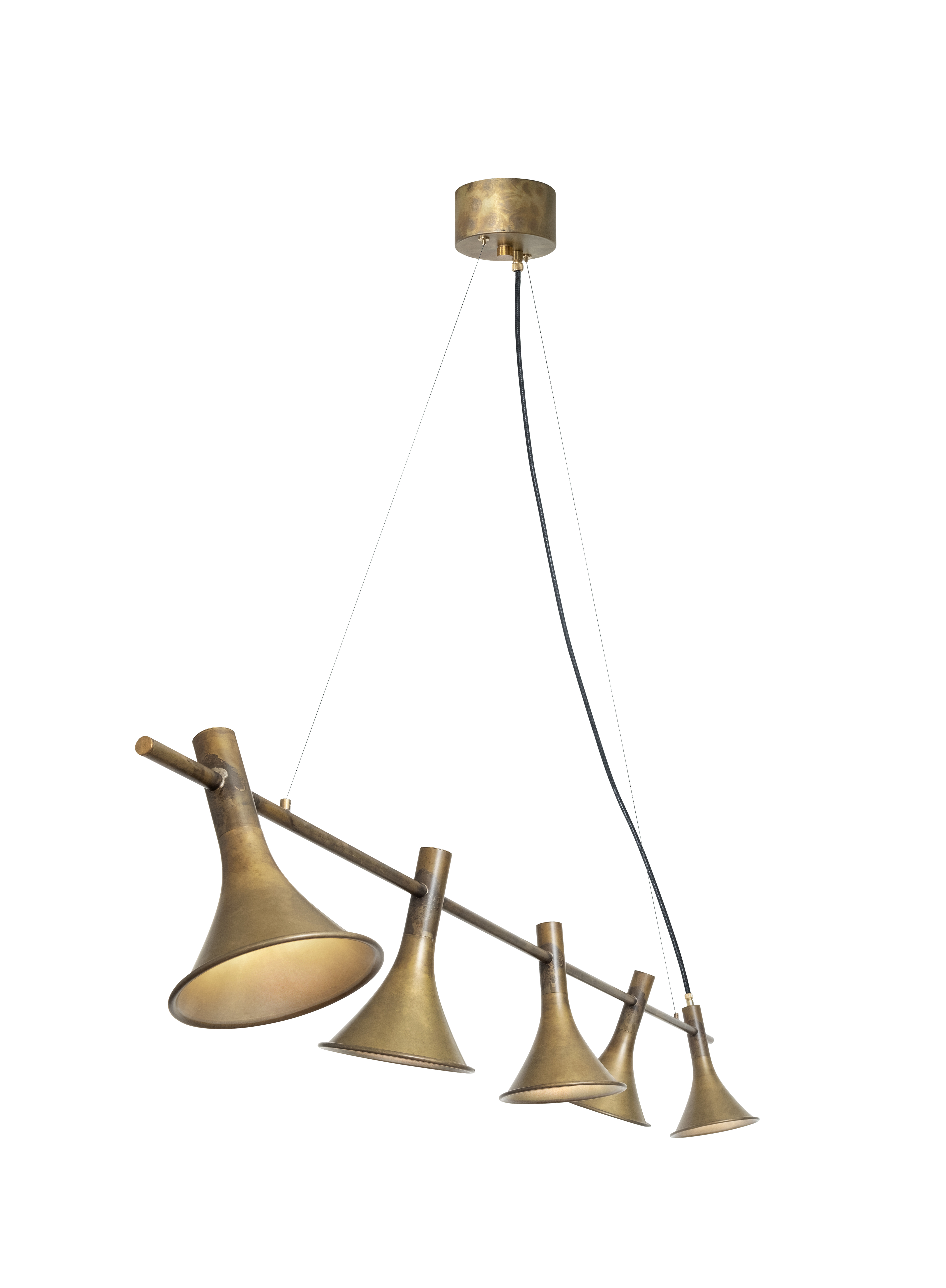 3464-6 MEGAFON 5L RAW BRASS ANGLE 吊燈