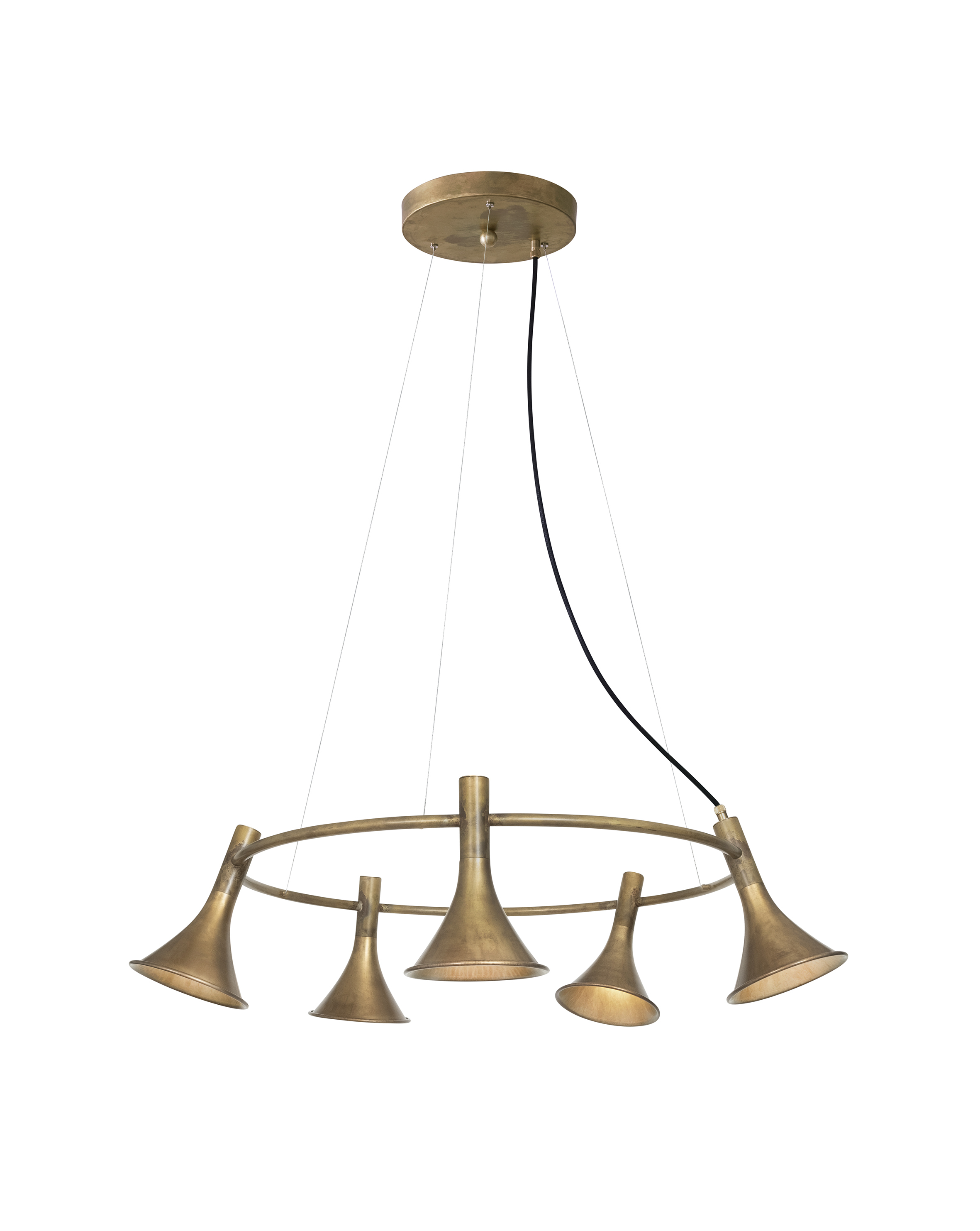 3465-6 MEGAFON 5L RAW BRASS ANGLE 吊燈