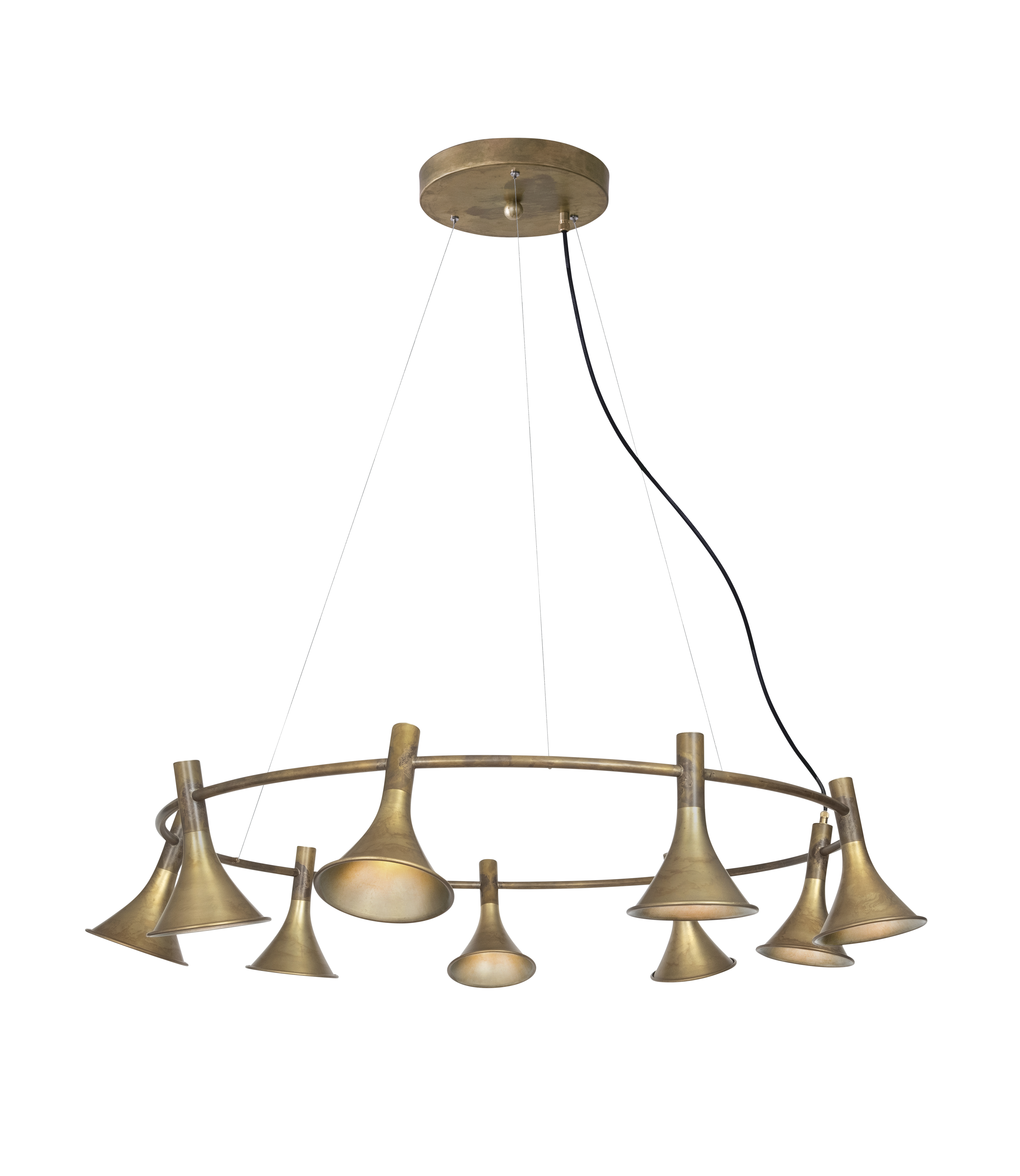 3469-6 MEGAFON 9L RAW BRASS ANGLE 吊燈