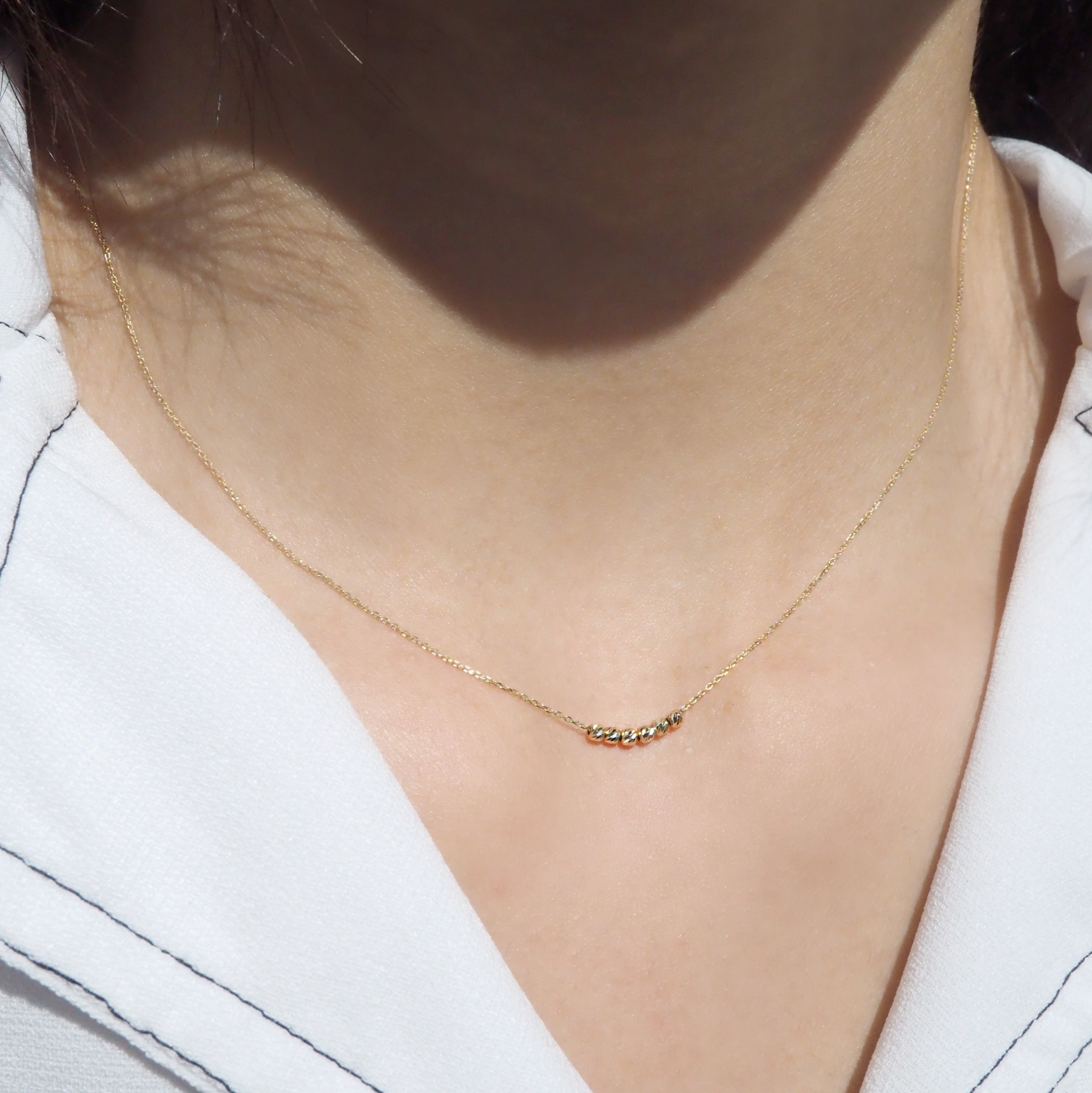 14K微笑cutting ball鎖骨鏈