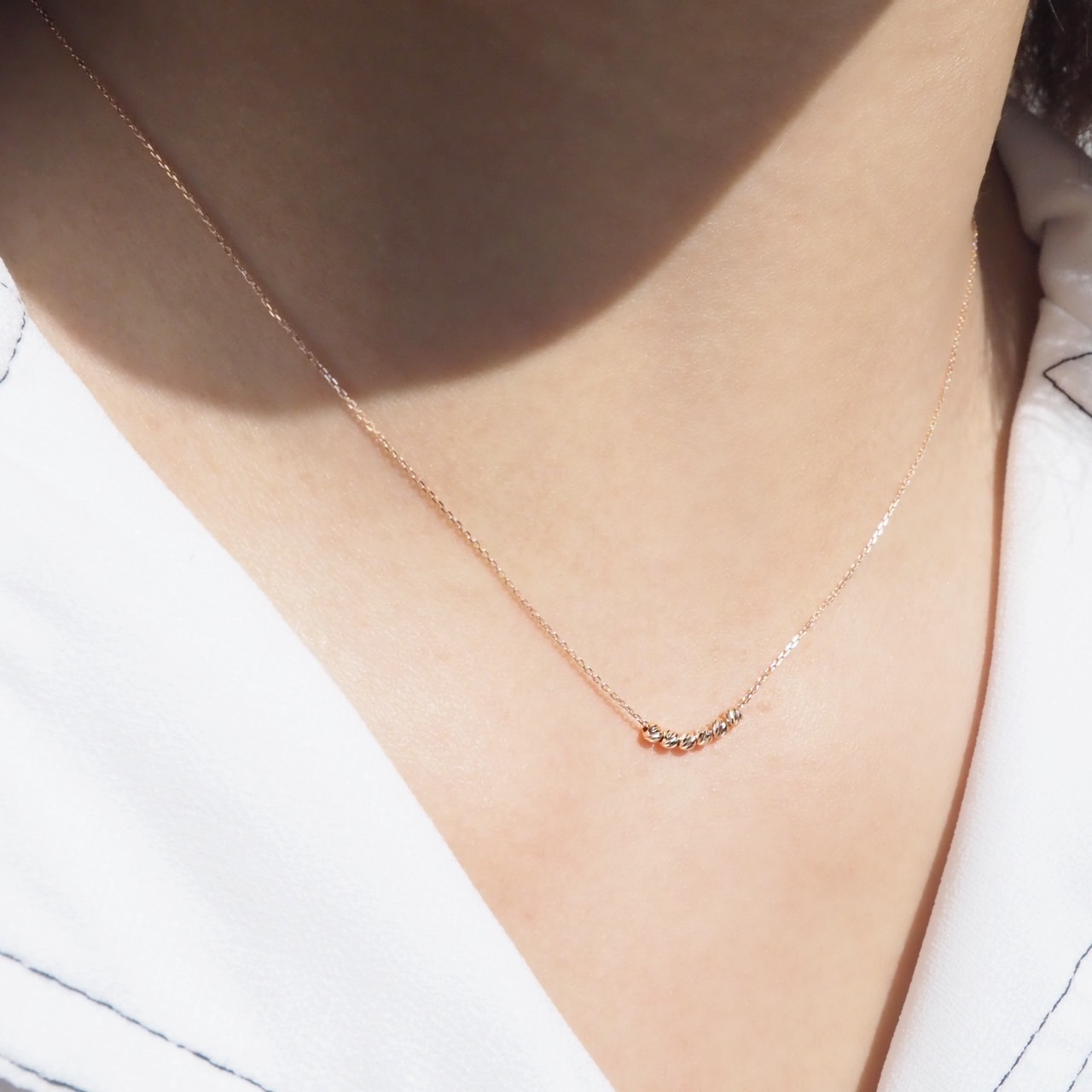 14K微笑cutting ball鎖骨鏈