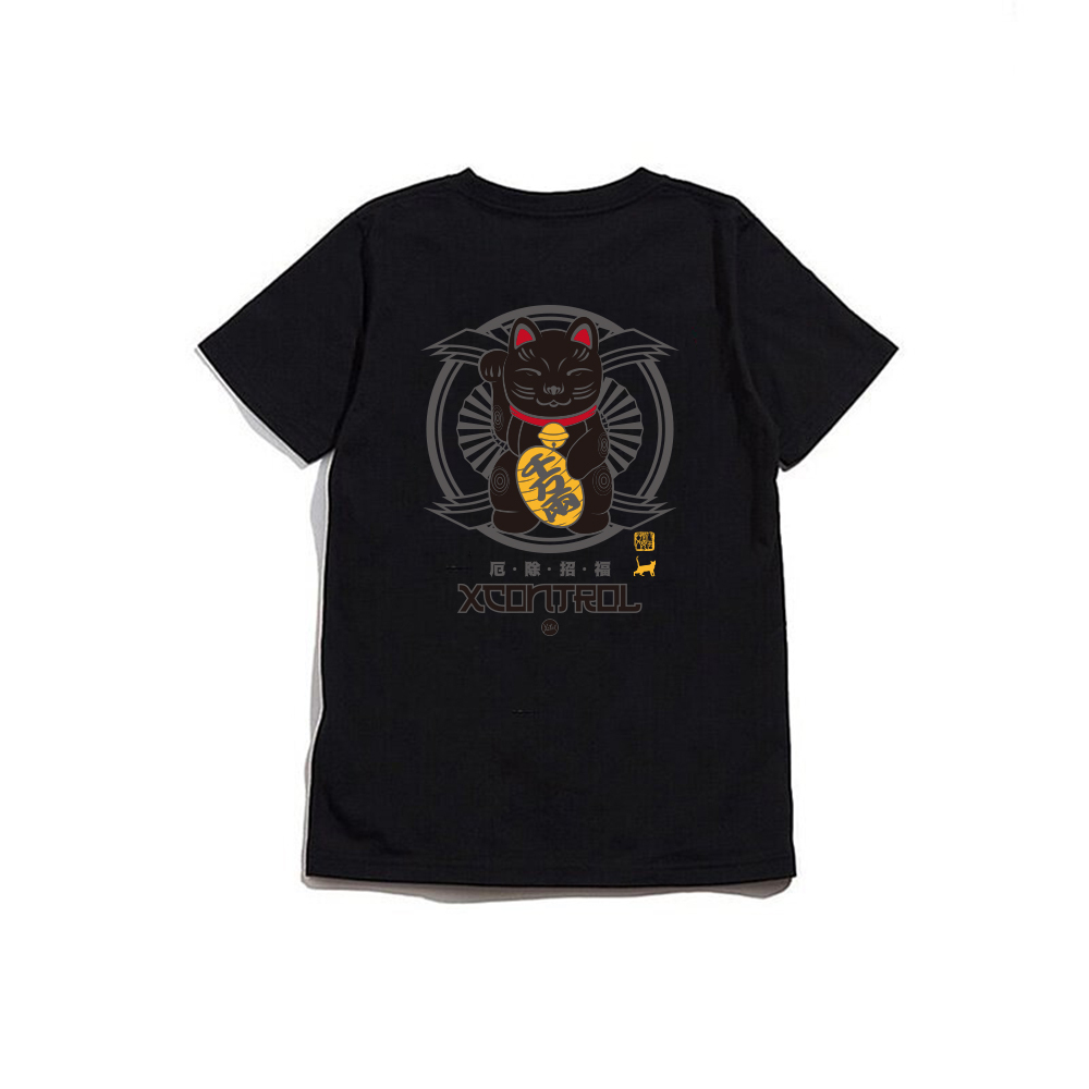 XCTRL 厄除招福招財貓短T-黑